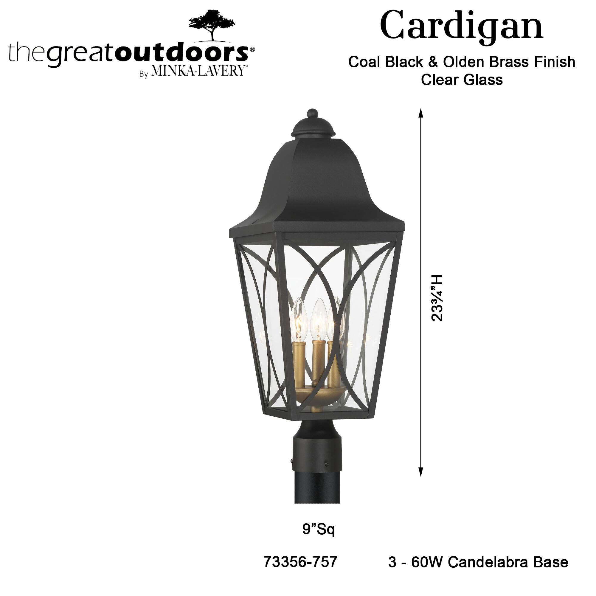 Shown in Sand Coal Black and Olden Brass finish and Clear glass