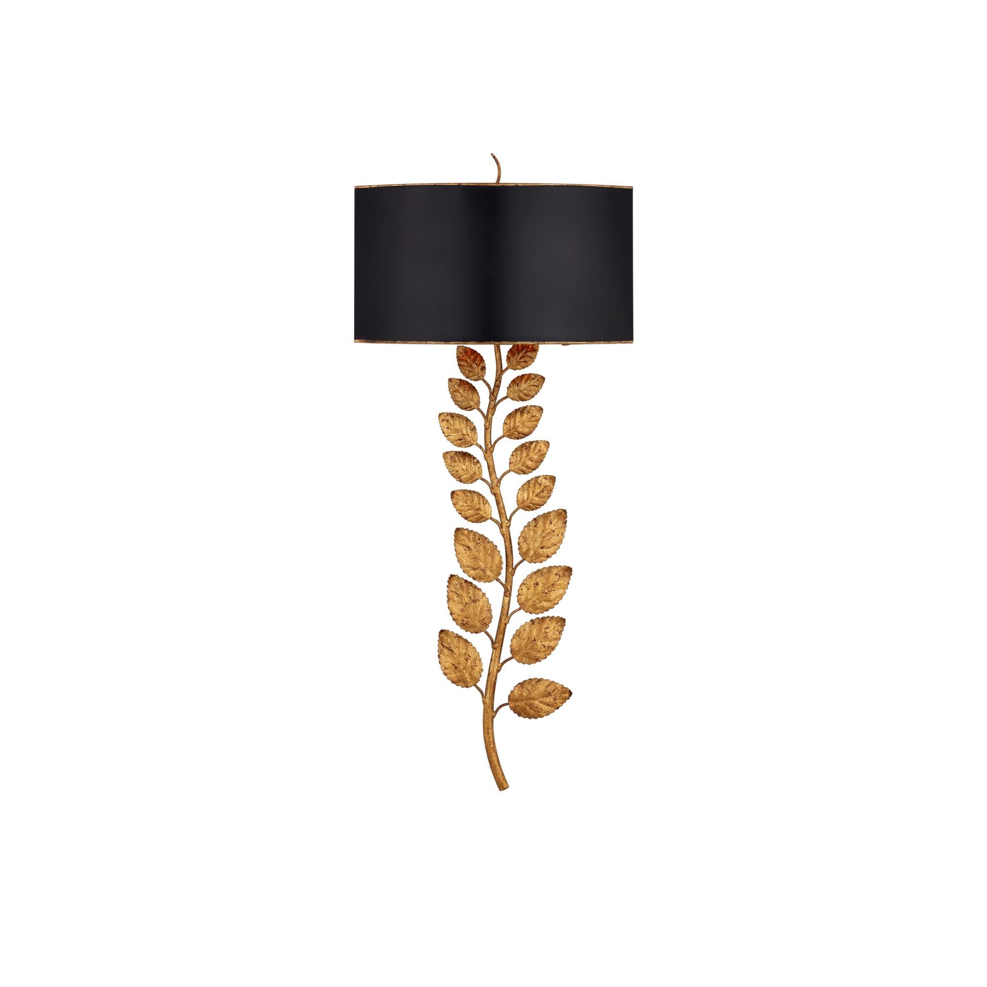 Shown in Textured Gold Leaf/Satin Black finish and Included shade
