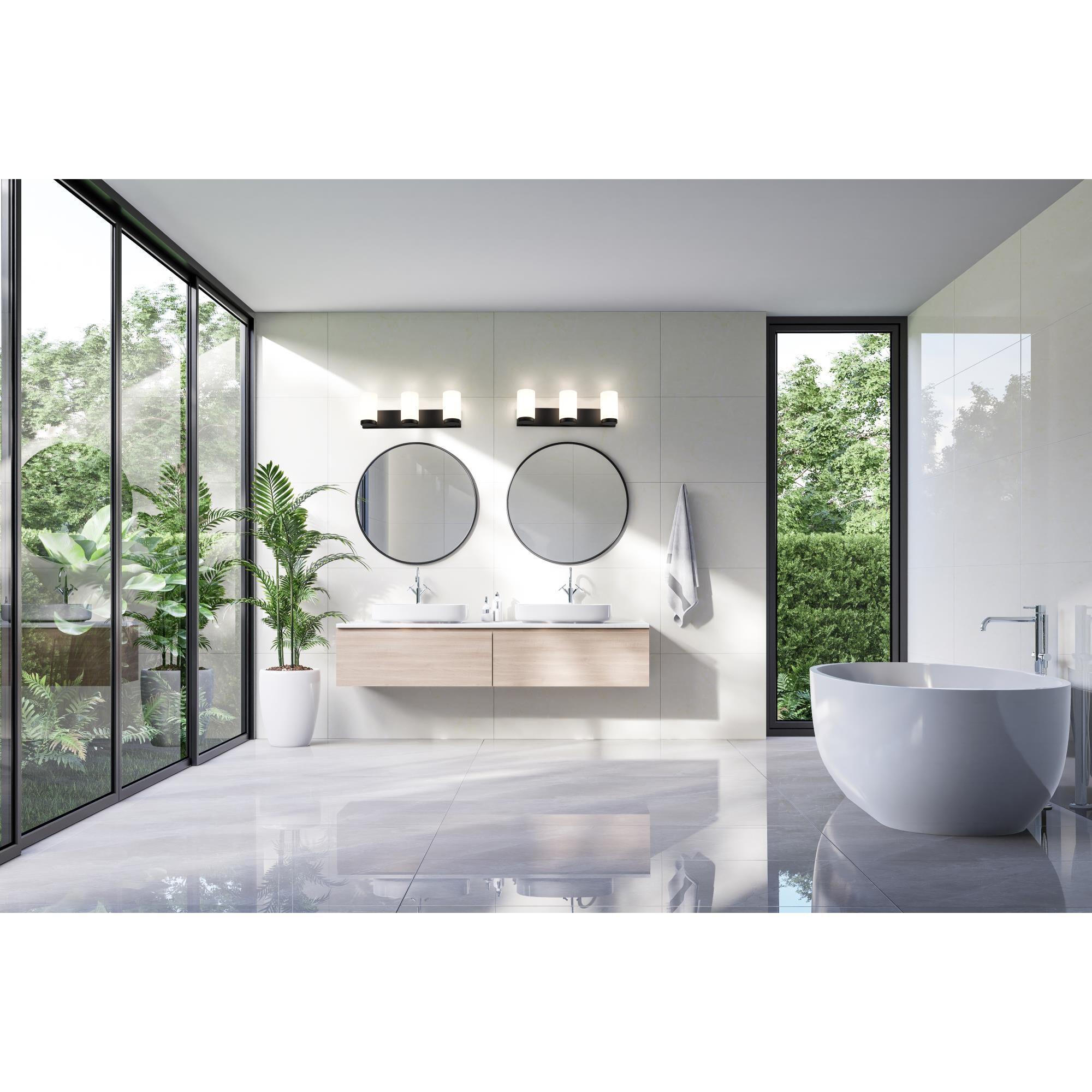 Shown in Matte Black finish and Matte Opal glass and Matte Opal shade