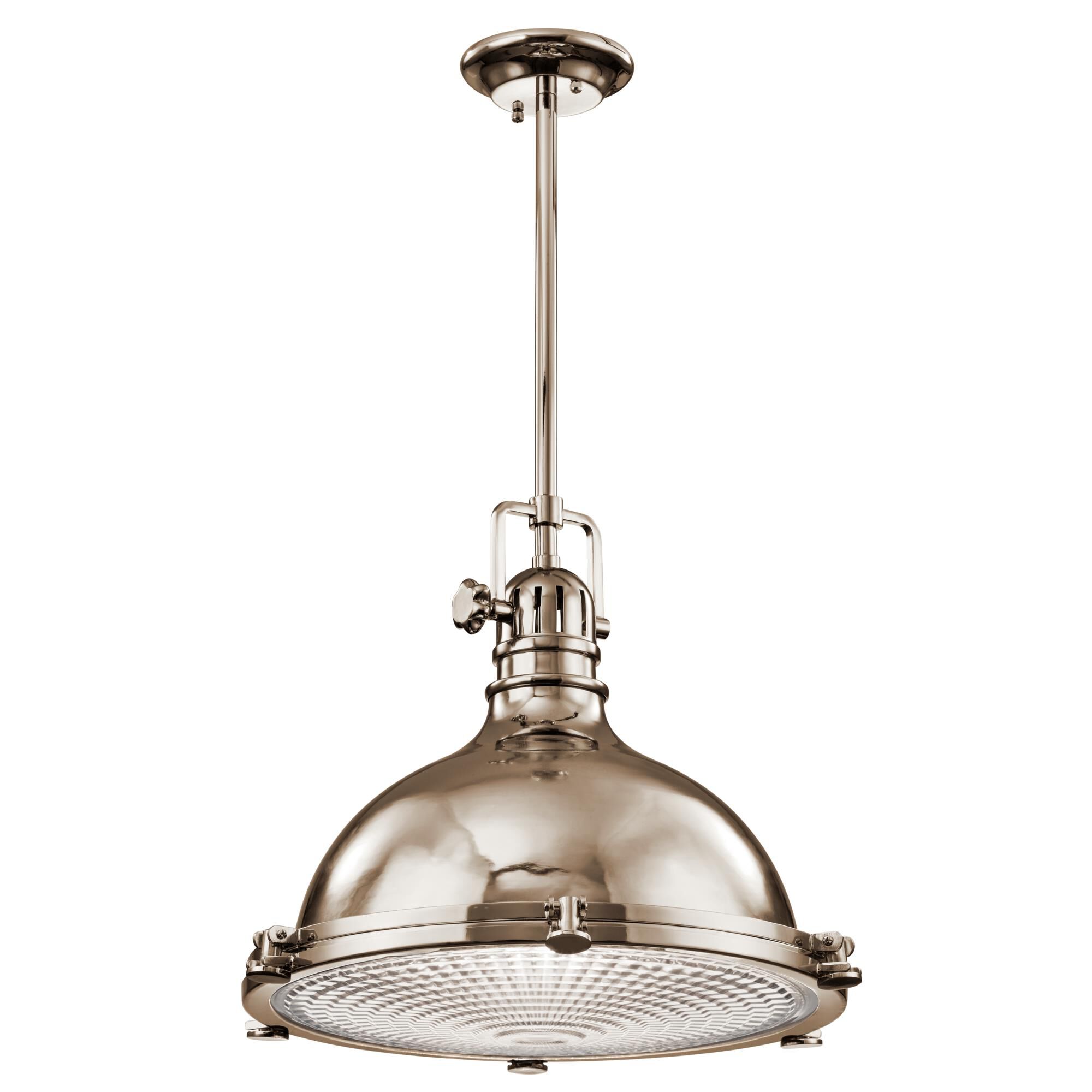 Shown in Polished Nickel finish and Fresnel Lens glass