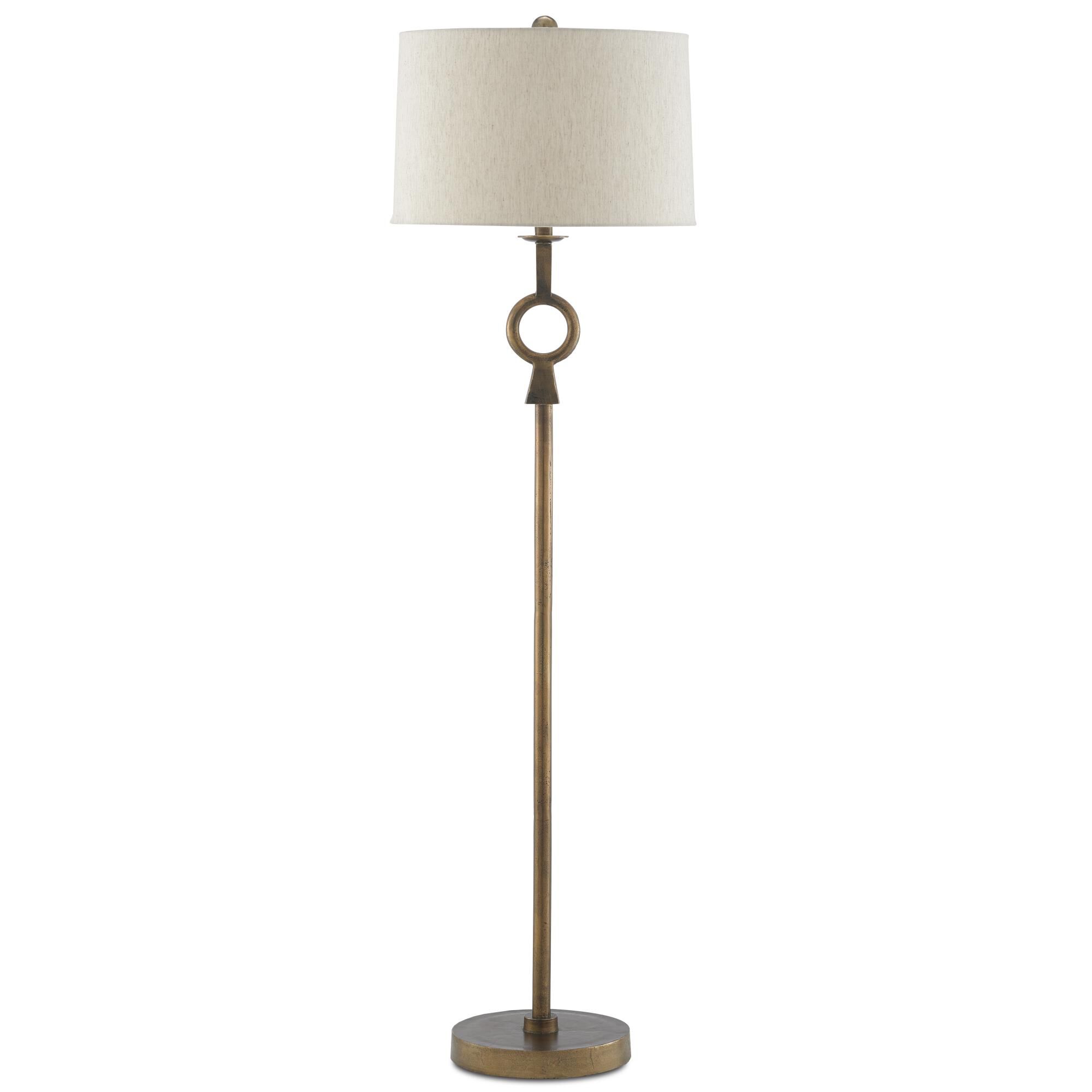 Shown in Antique Brass finish and Natural Flax shade
