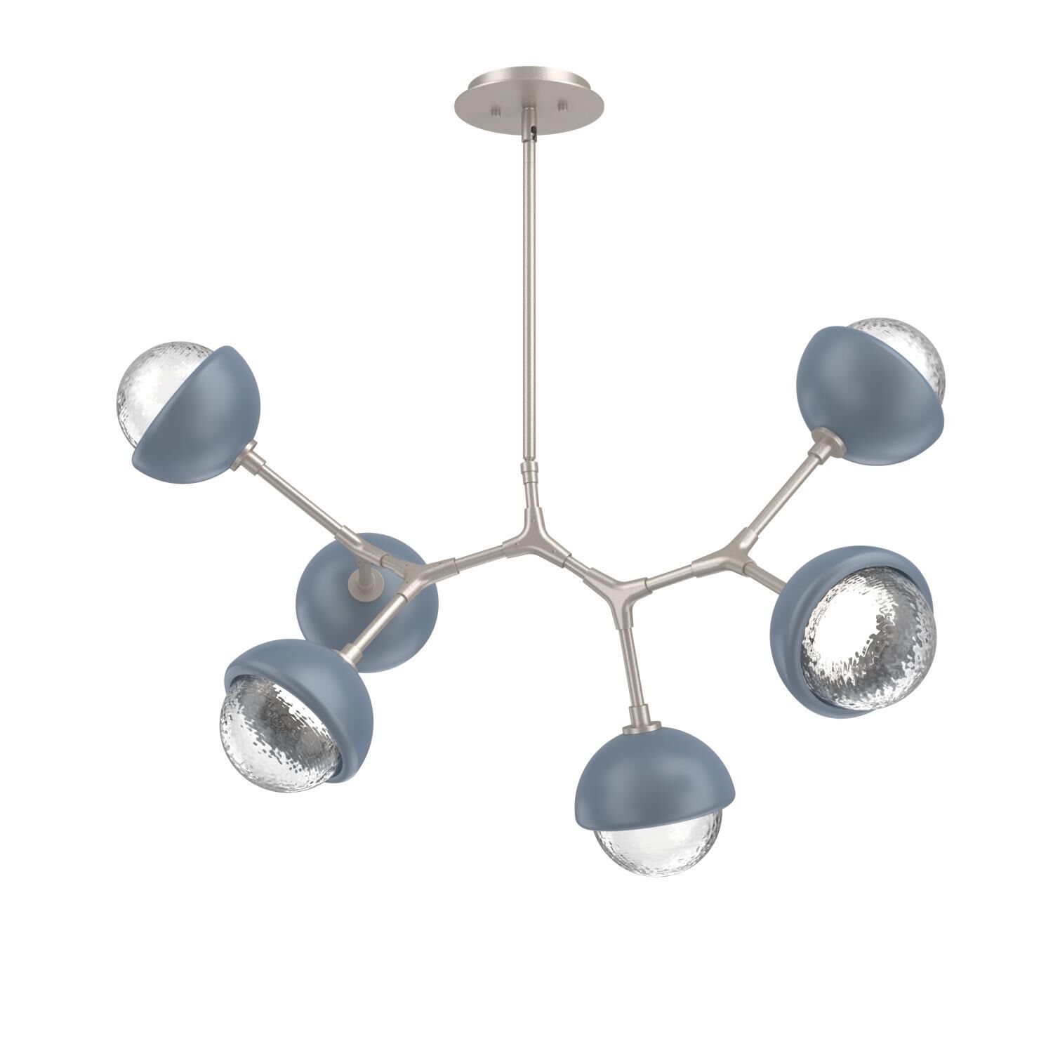 Shown in Beige Silver finish and Clear glass and Poppy Blue accent
