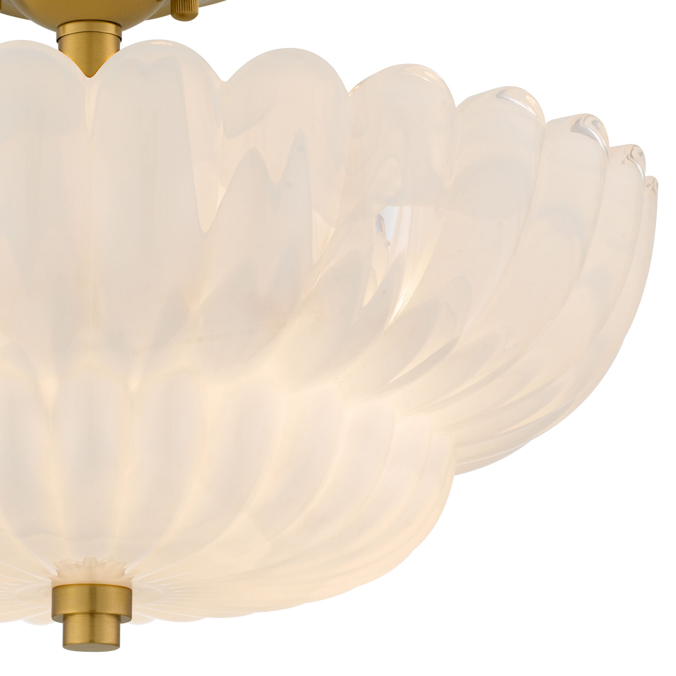 Shown in Brushed Gold finish and Alabaster Glass shade