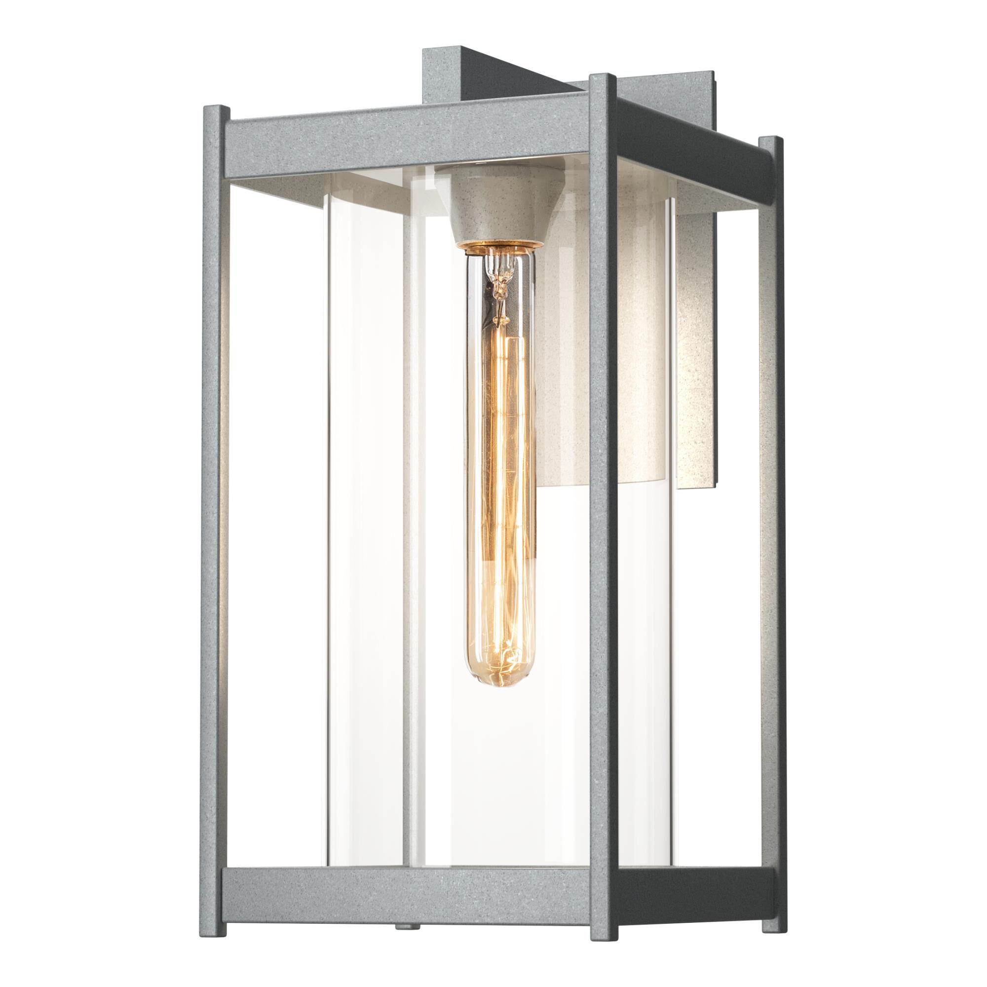 Shown in Coastal Burnished Steel finish and Clear glass and Clear Glass shade