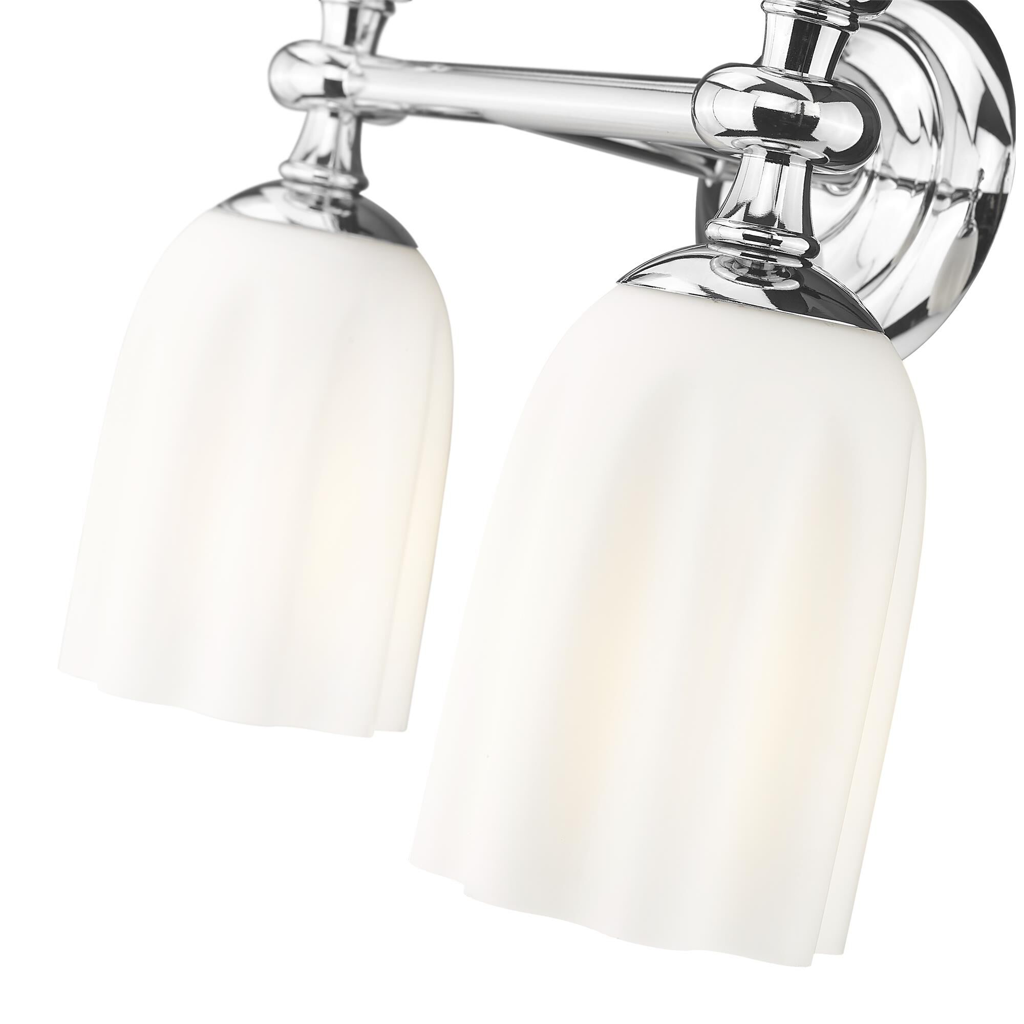 Shown in Chrome finish and Opal Etched glass and Opal Etched shade