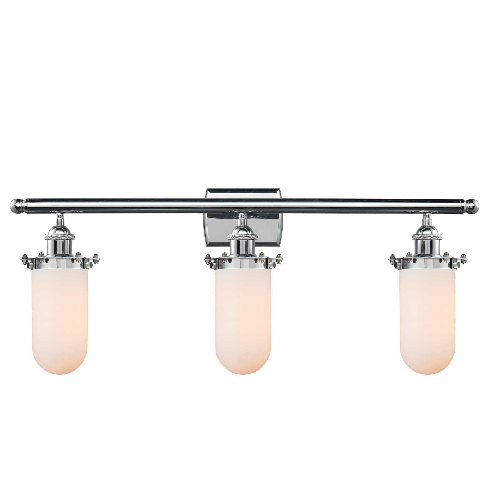 Shown in Polished Chrome finish and Matte White Cased glass