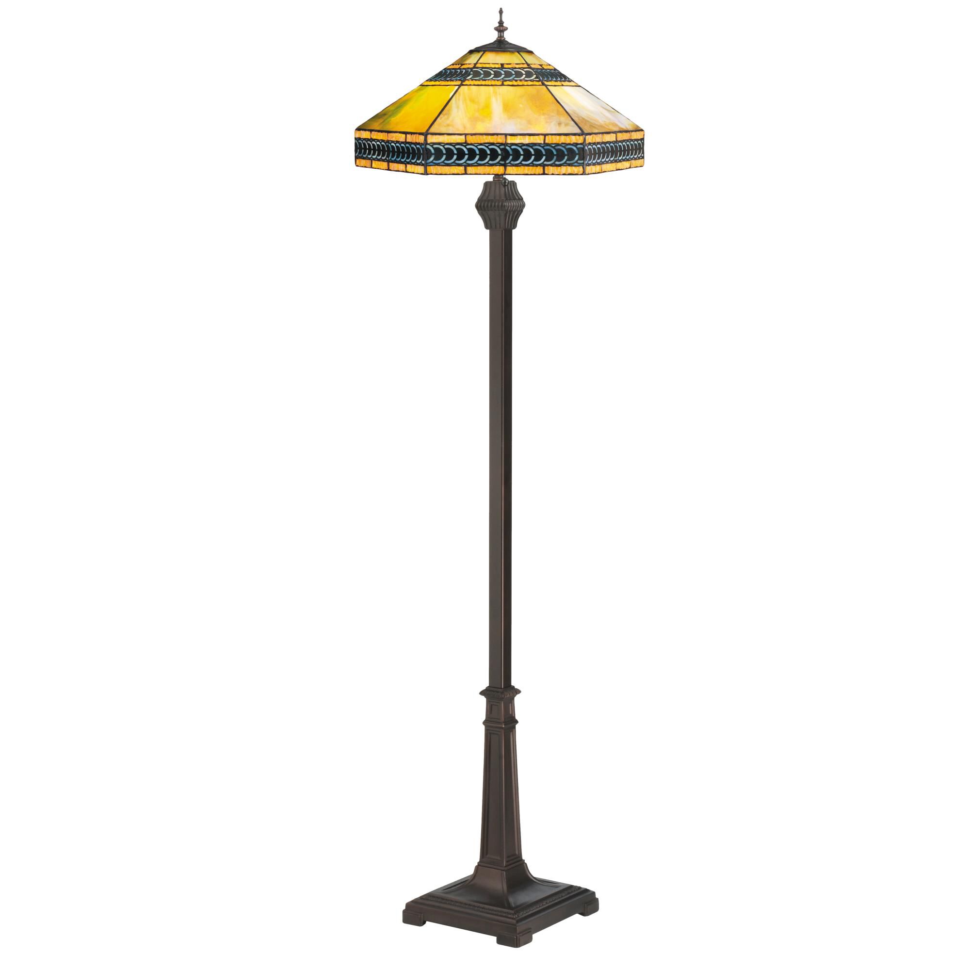 Shown in Mahogany Bronze finish and Sky Blue-Amber-Opal-Jade-Ruby-Cobalt glass