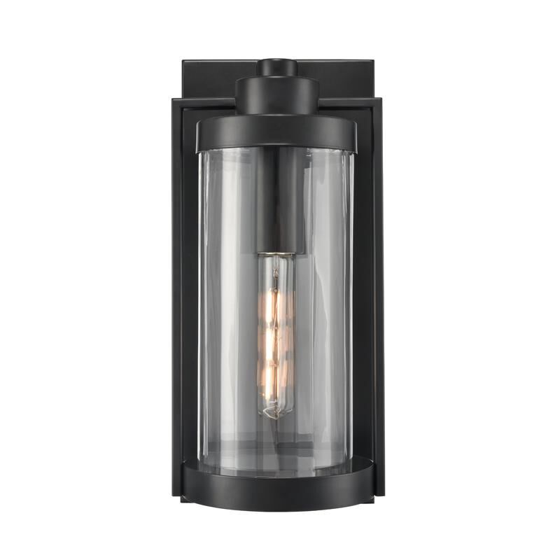 Shown in Powder Coated Black finish and Clear Ribbed glass