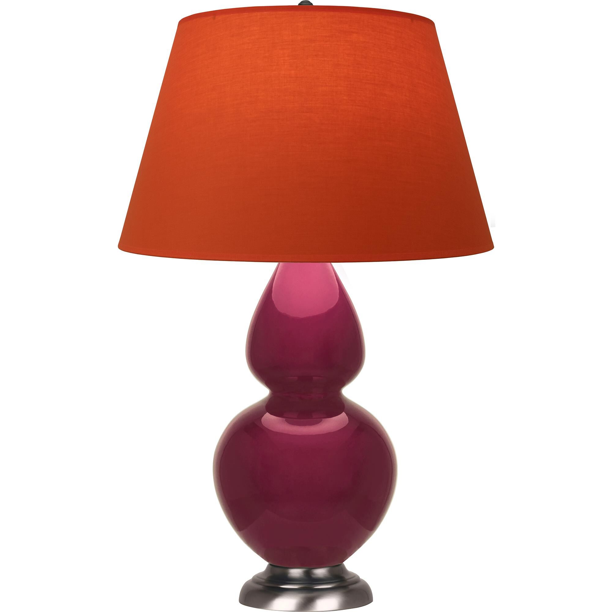 Shown in Sugar Plum Glazed finish and Tangerine and Taupe Lining shade and Antique Silver accent