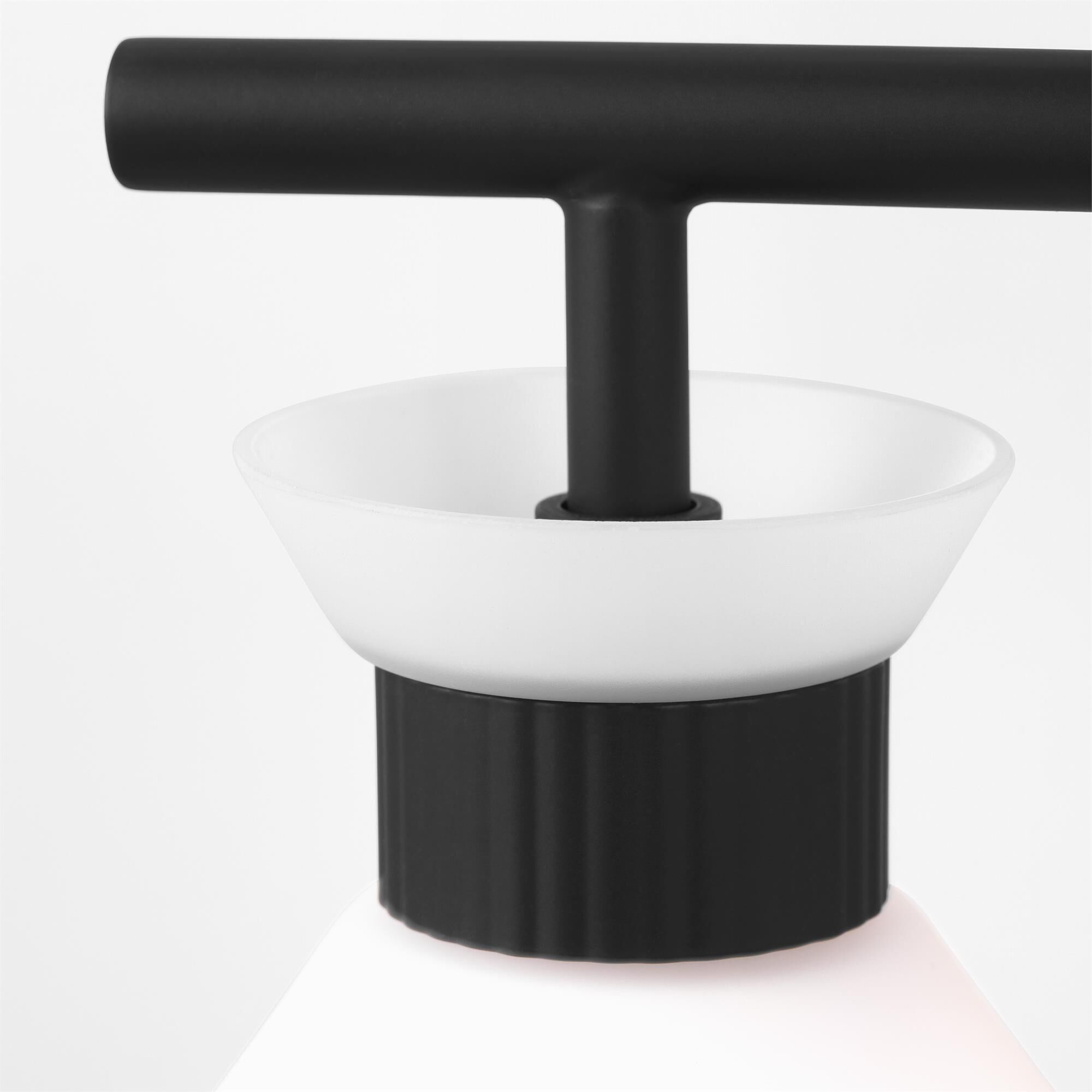 Shown in Midnight Black finish and Etched White glass