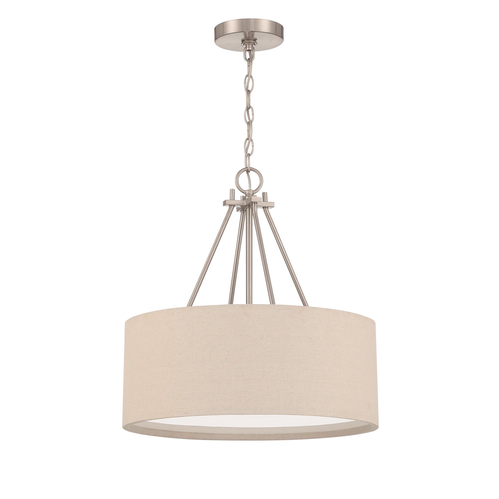 Shown in Brushed Polished Nickel finish and Beige glass