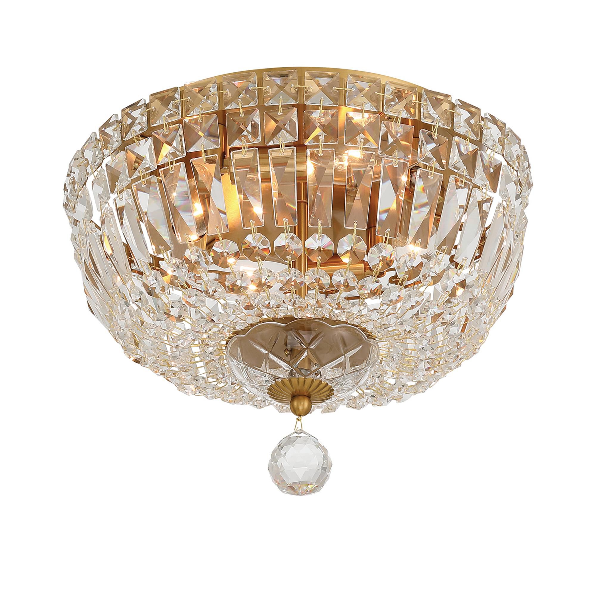 Shown in Aged Brass finish and Hand Cut crystal