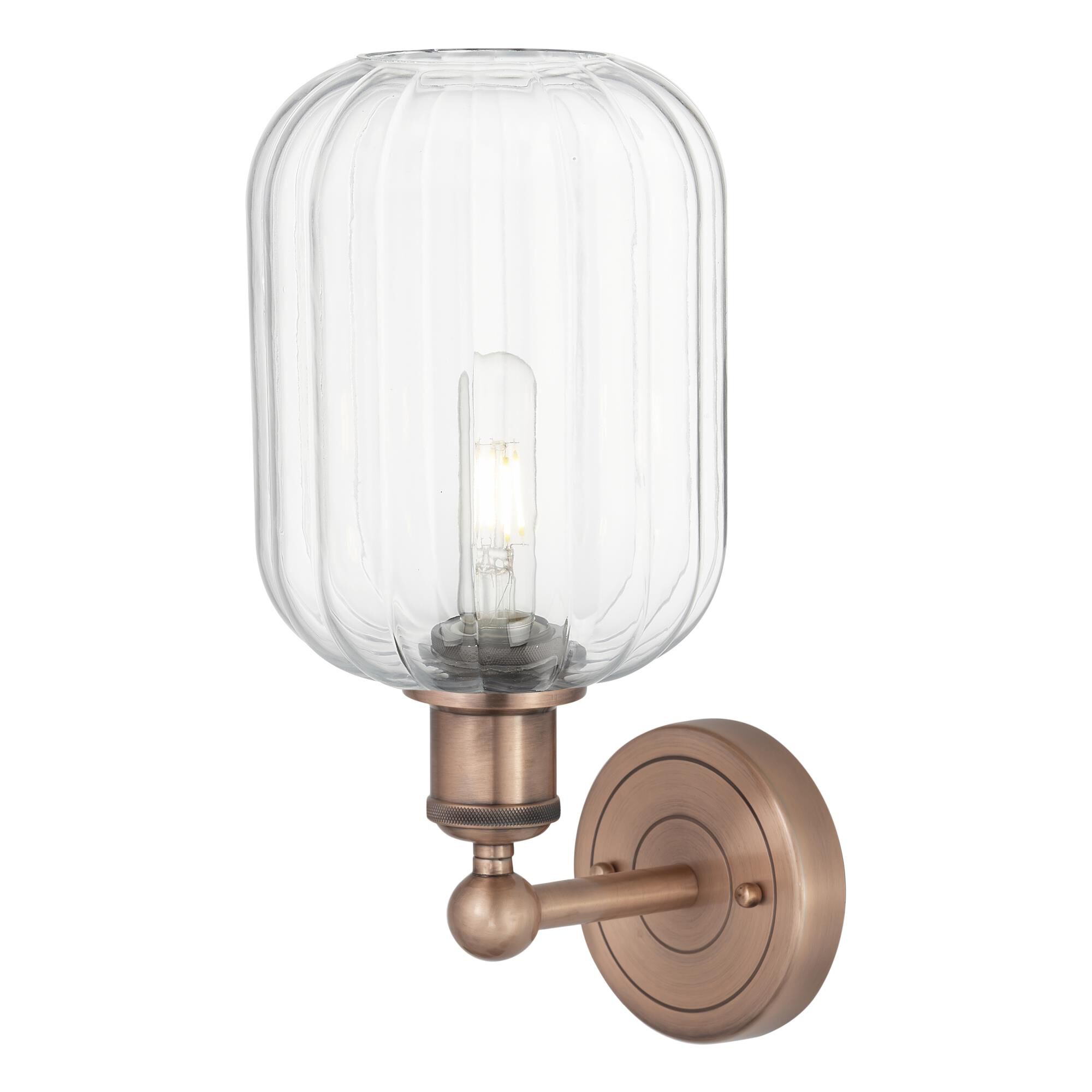 Shown in Antique Copper finish and Clear glass