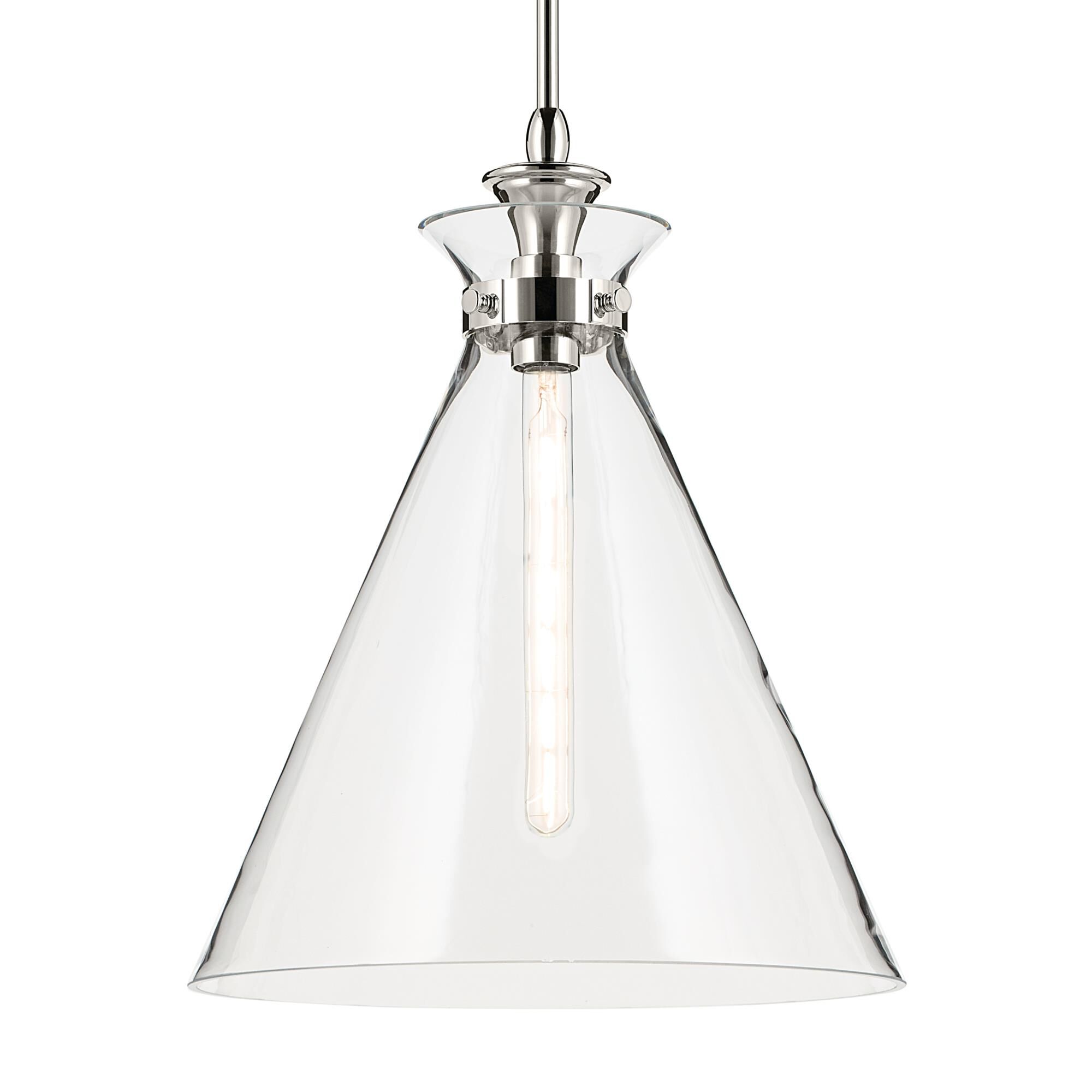 Shown in Polished Nickel finish and Clear glass
