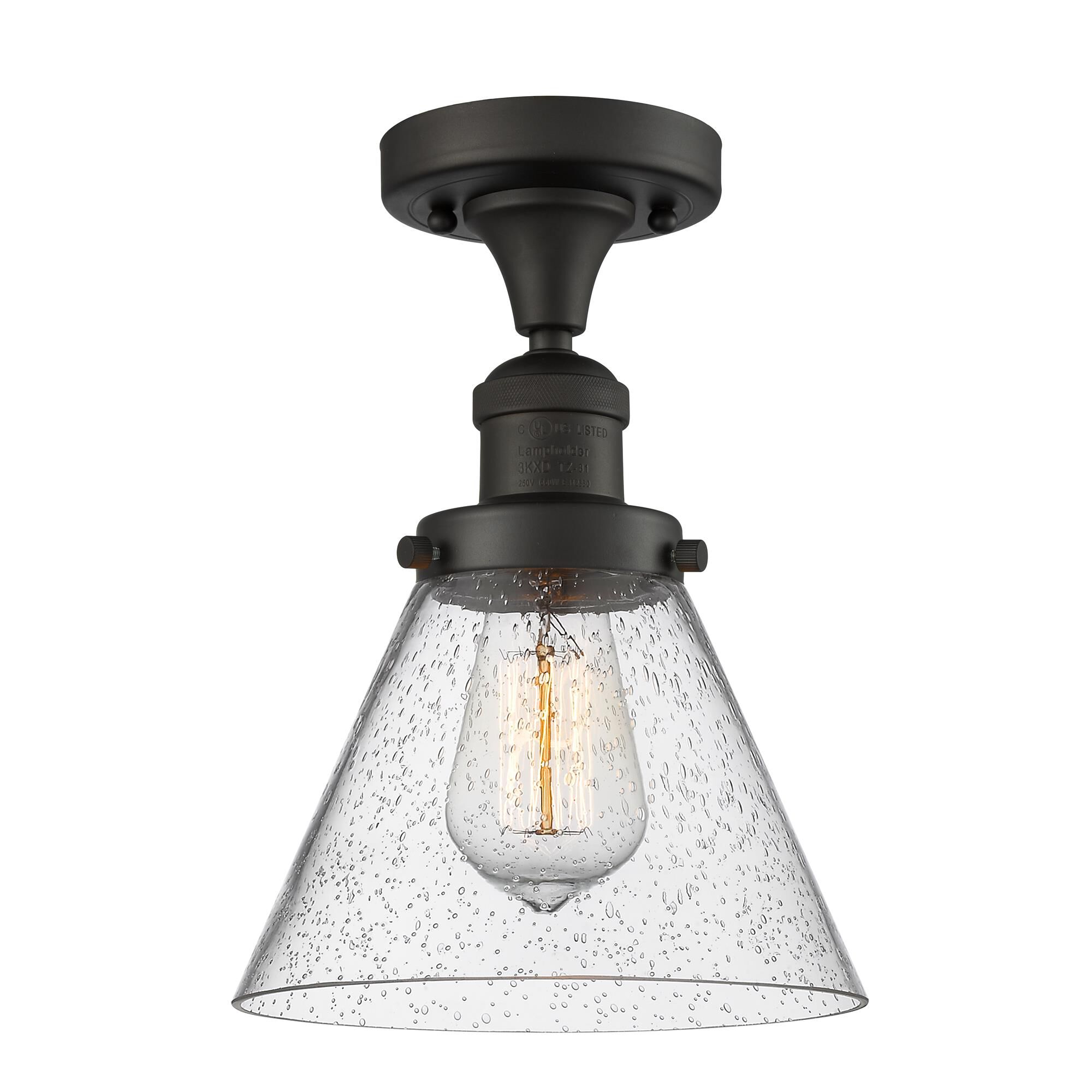 Shown in Oil Rubbed Bronze finish and Seedy glass