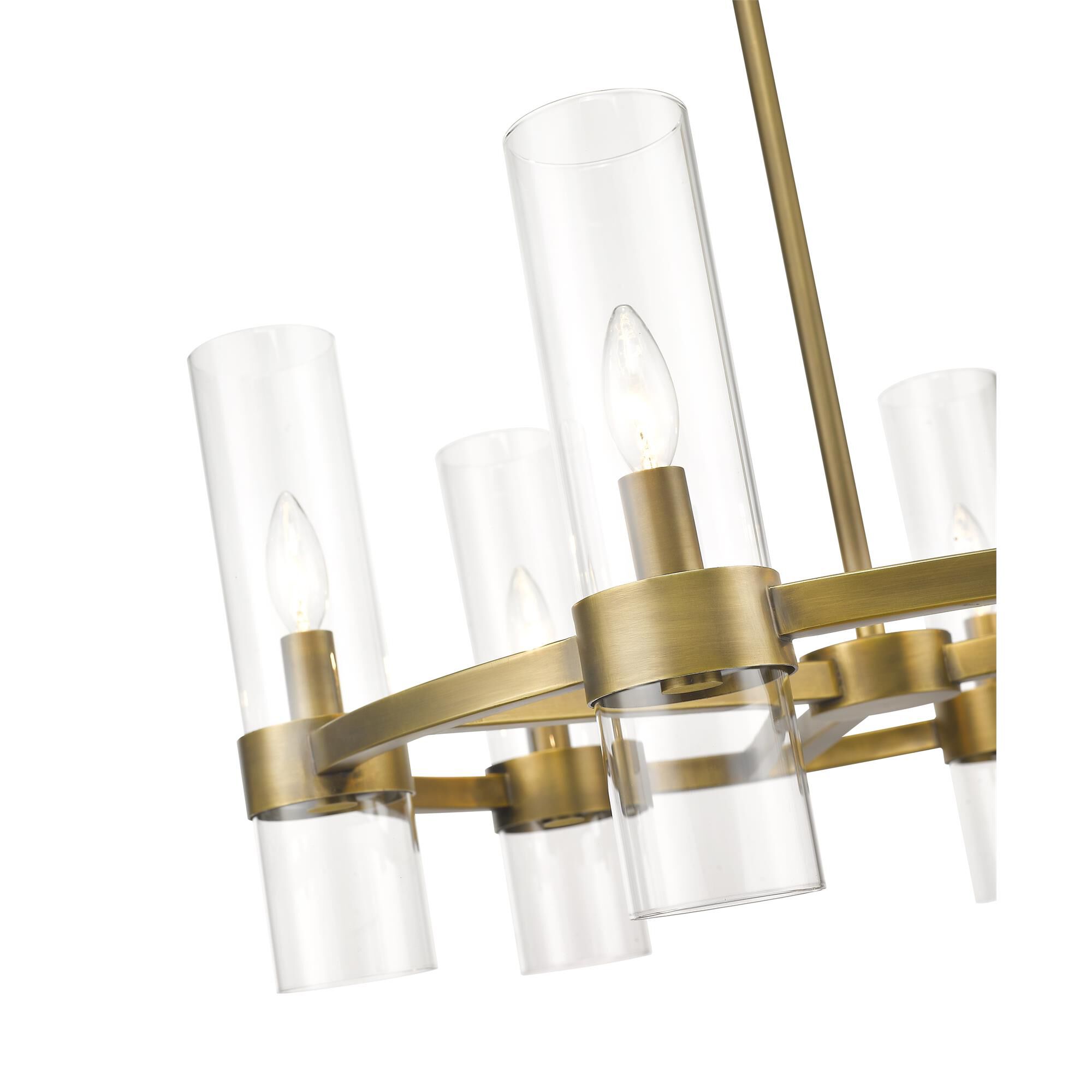 Shown in Rubbed Brass finish and Clear glass and No Shade shade