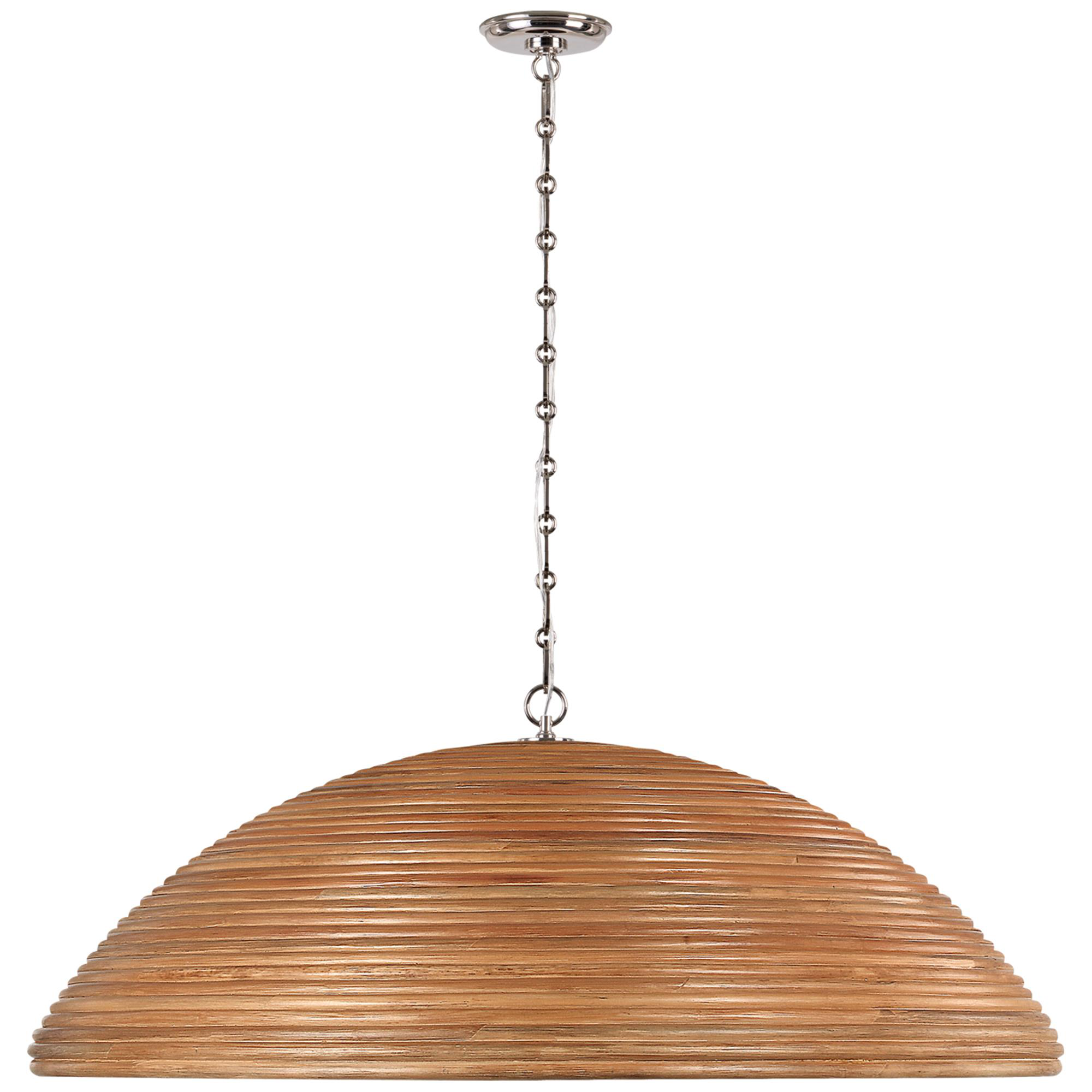 Shown in Polished Nickel finish and Natural Rattan shade