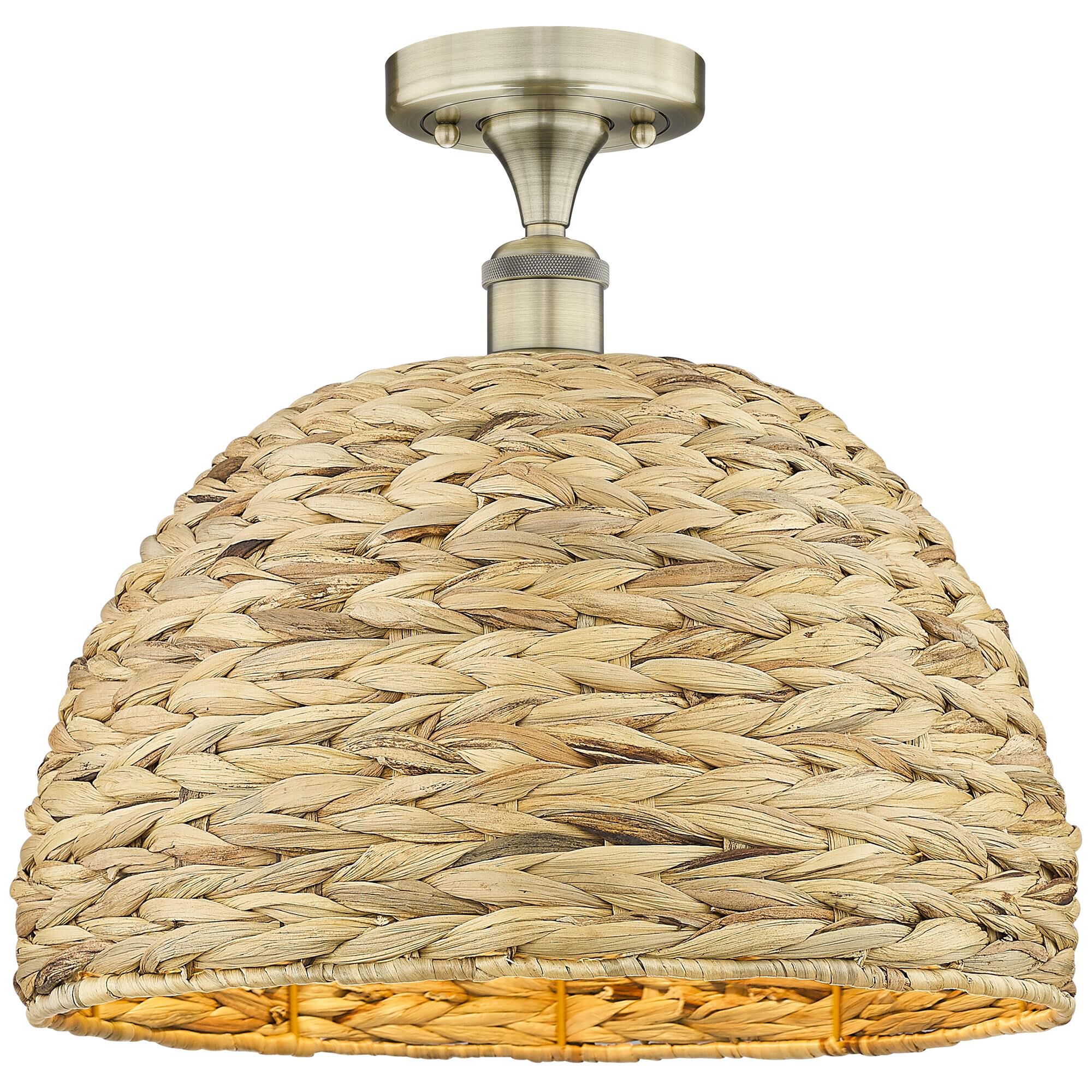 Shown in Antique Brass finish and Natural shade
