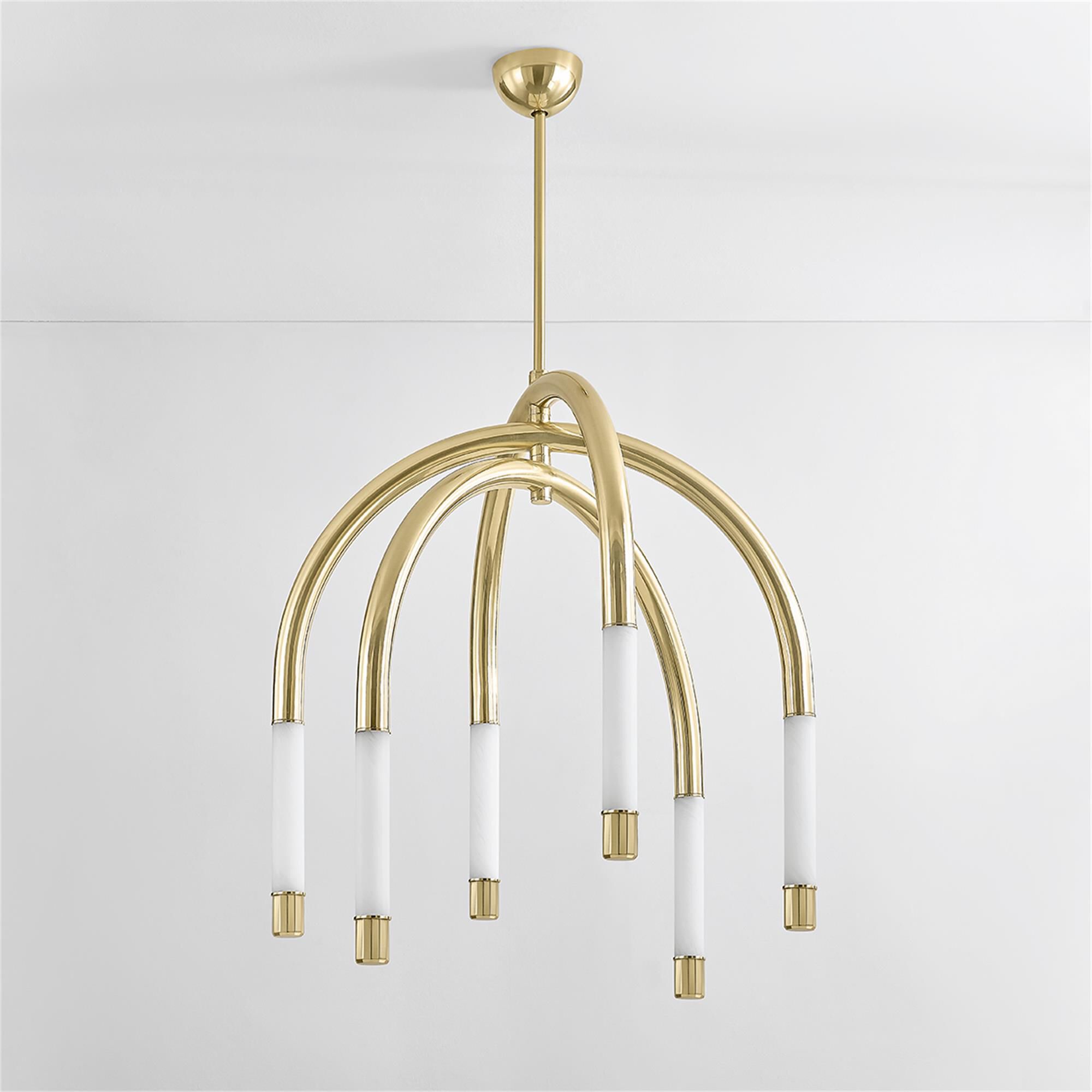 Shown in Vintage Polished Brass finish and Cloud Etched Inside and Outside glass