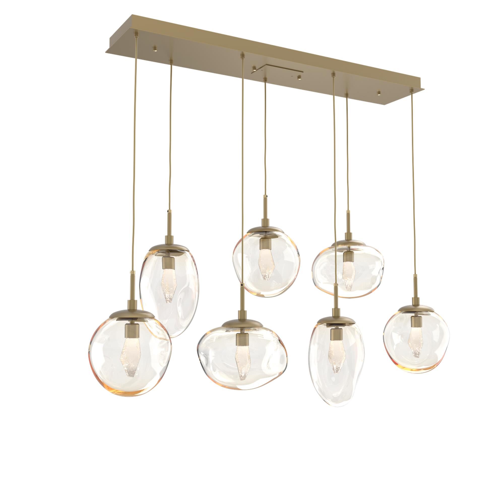 Shown in Gilded Brass finish and Geo Inner Amber Outer glass