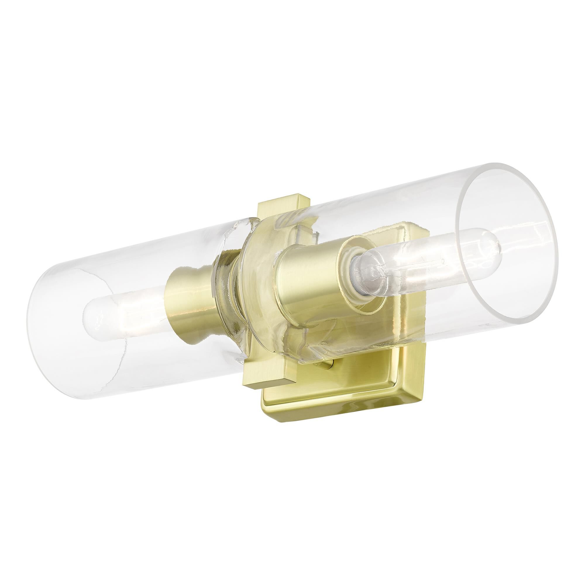 Shown in Satin Brass finish and Clear glass