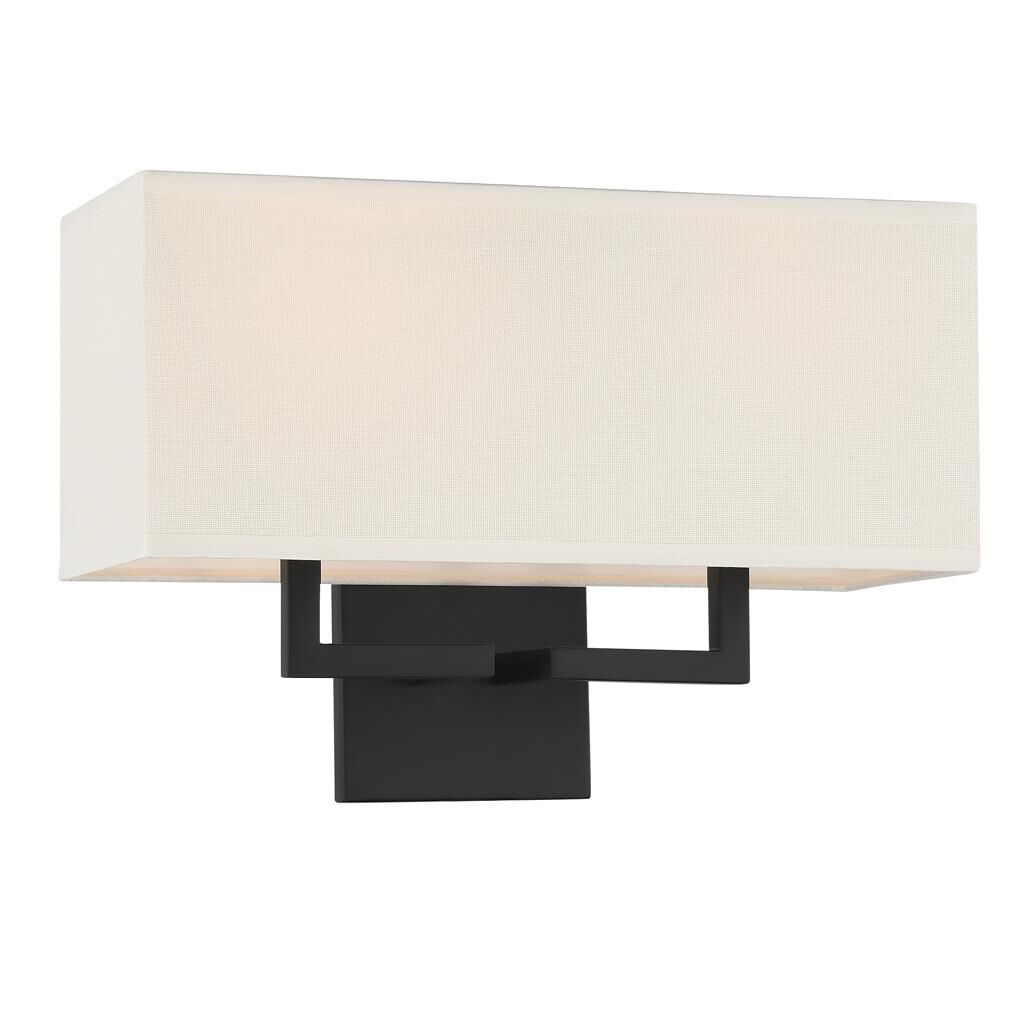 Shown in Coal finish and White glass and Fabric shade