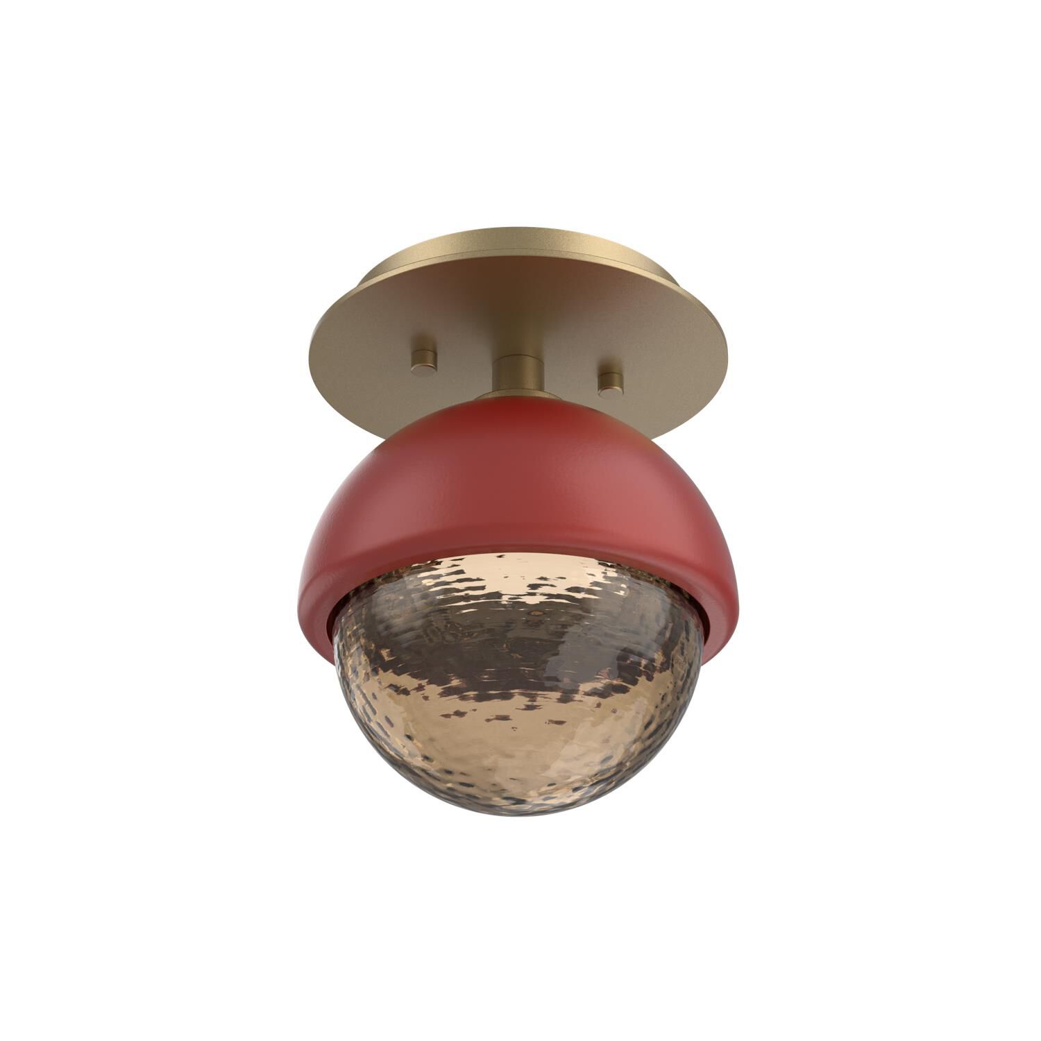 Shown in Gilded Brass finish and Bronze glass and Cinnamon Red accent
