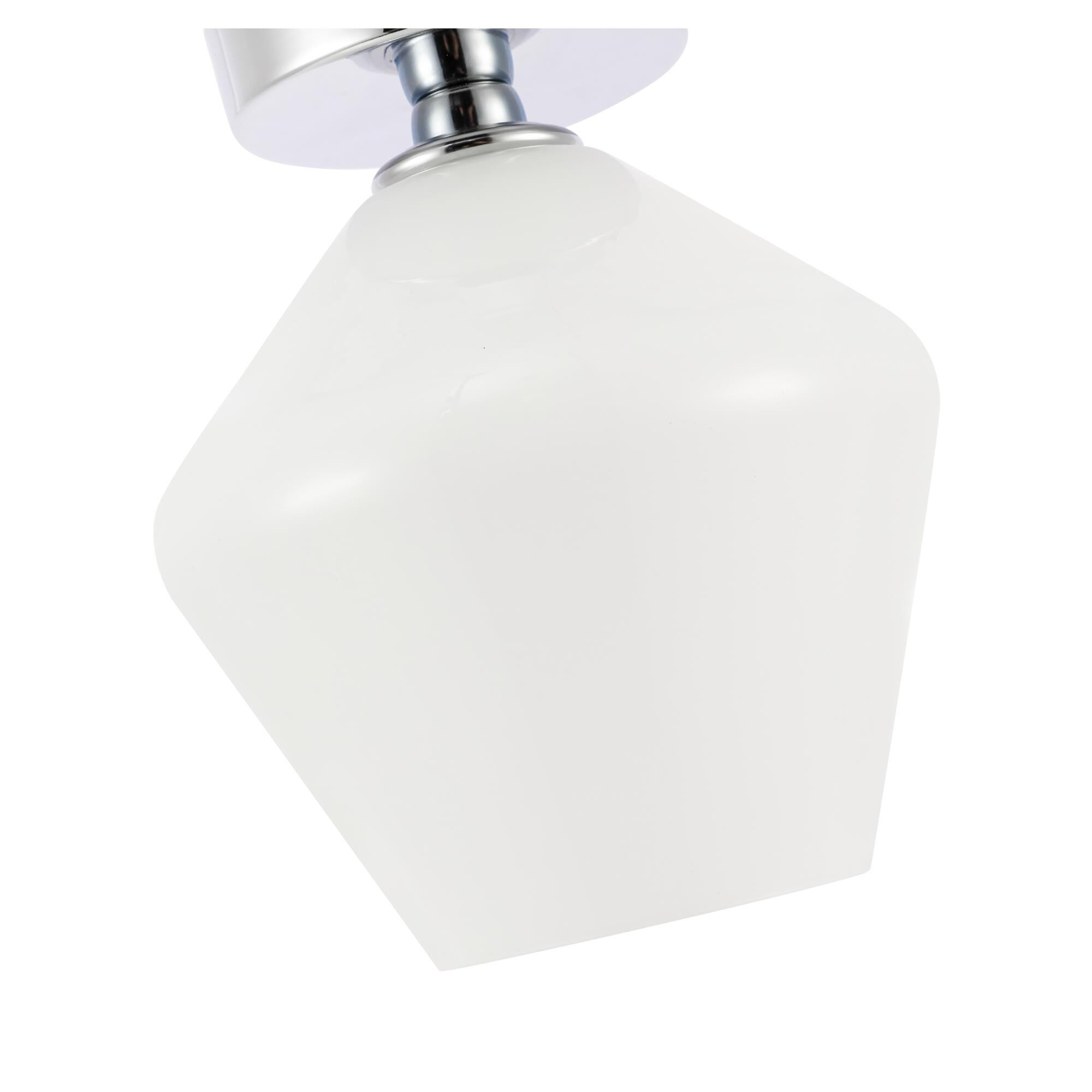 Shown in Chrome finish and Frosted White  glass