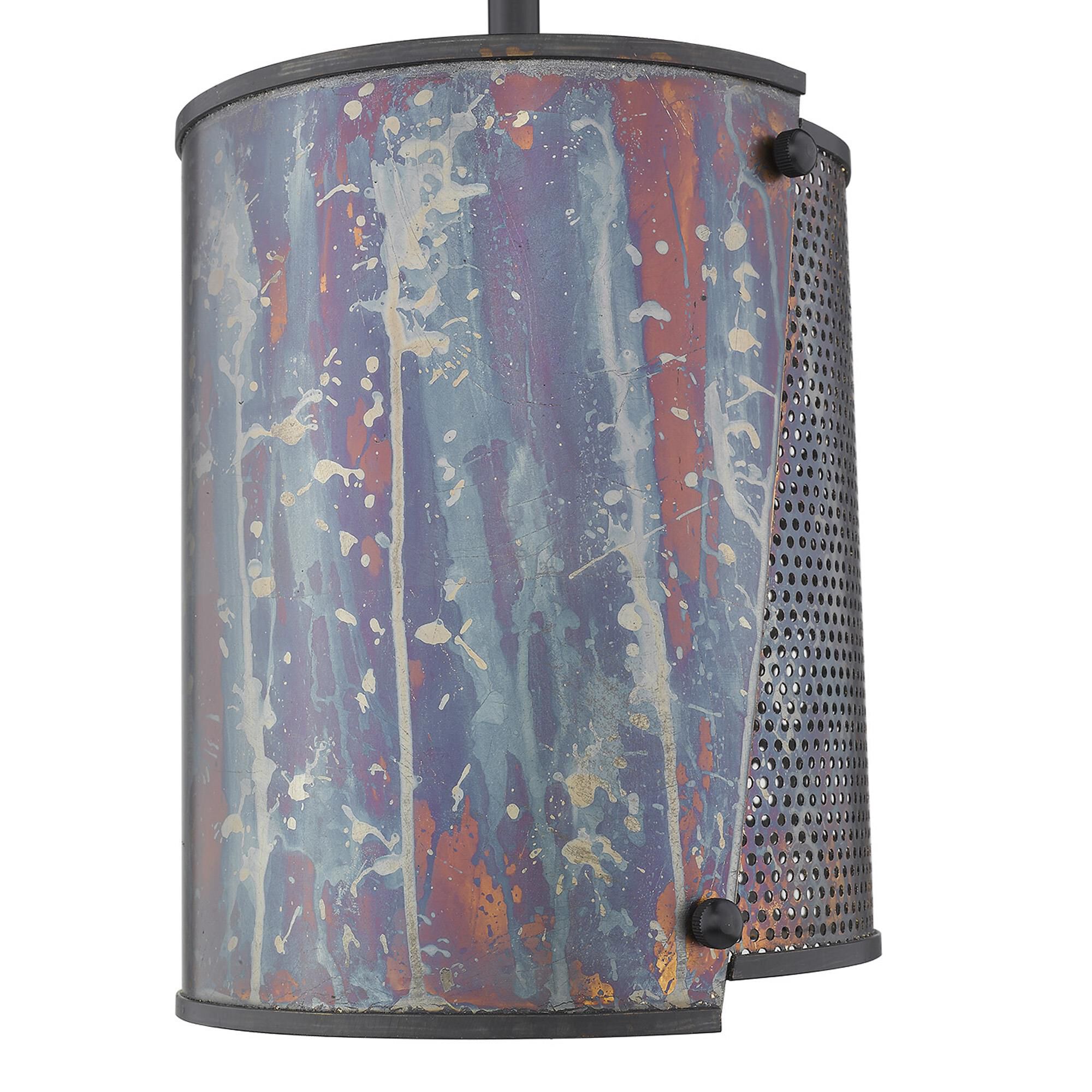 Shown in Bronze Patina finish and Bronze Patina glass and Bronze Patina, Metal Drum shade