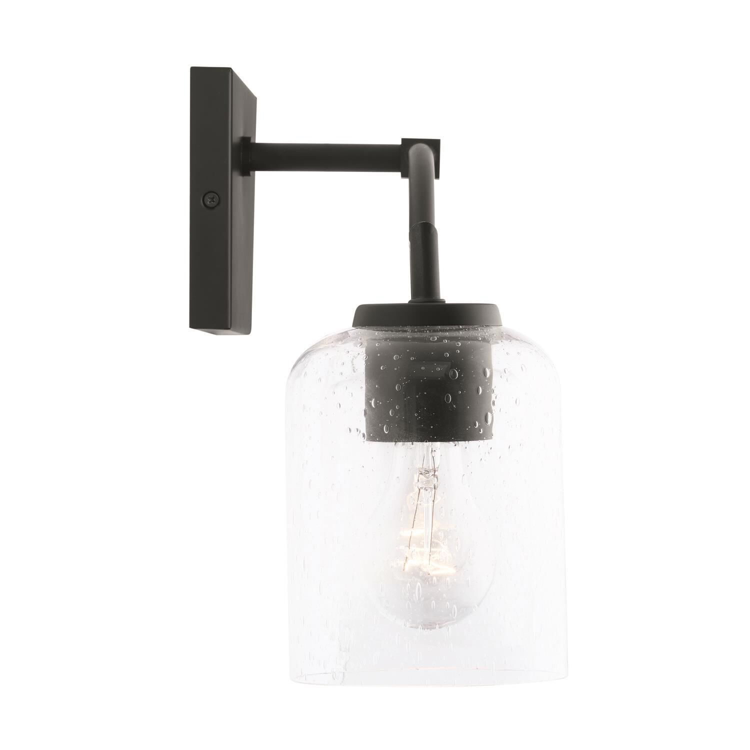 Shown in Matte Black finish and Clear Seeded glass