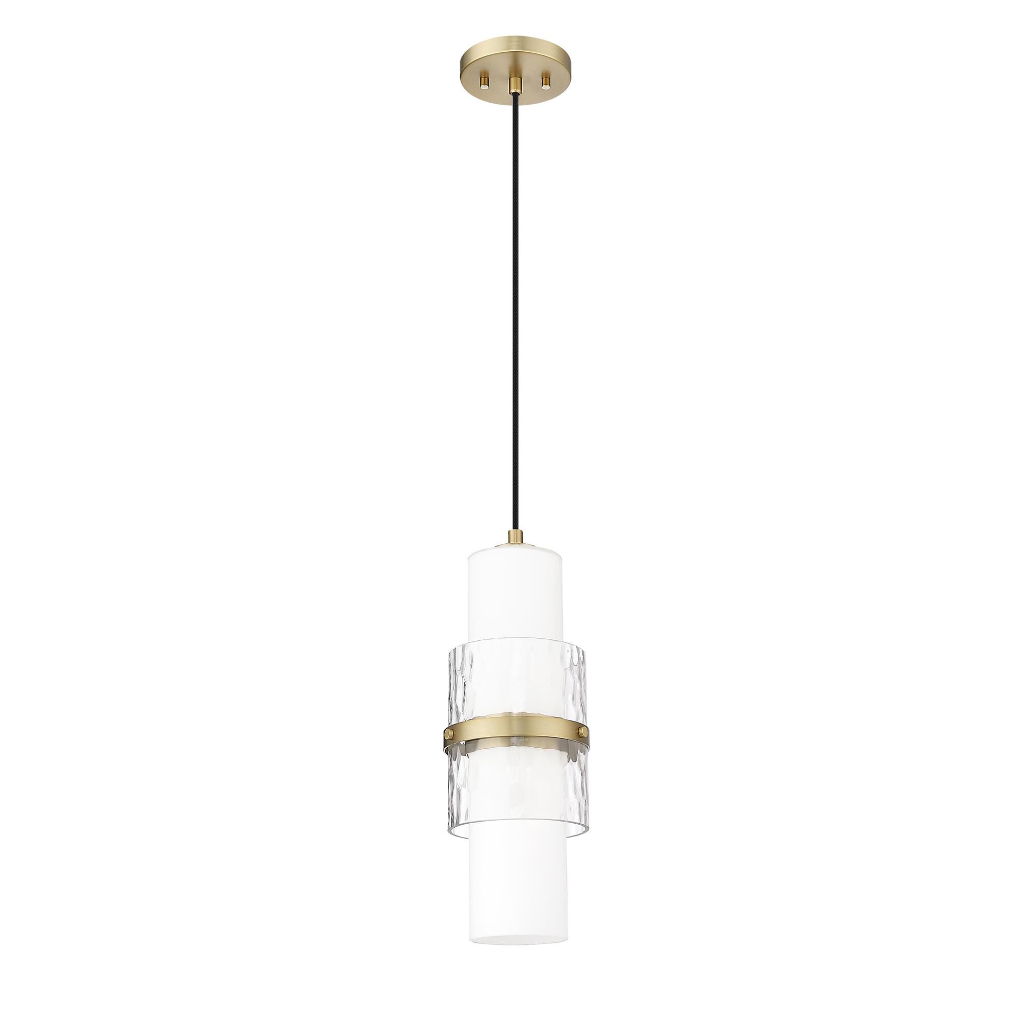 Shown in Modern Gold finish and Clear and Etched Opal glass