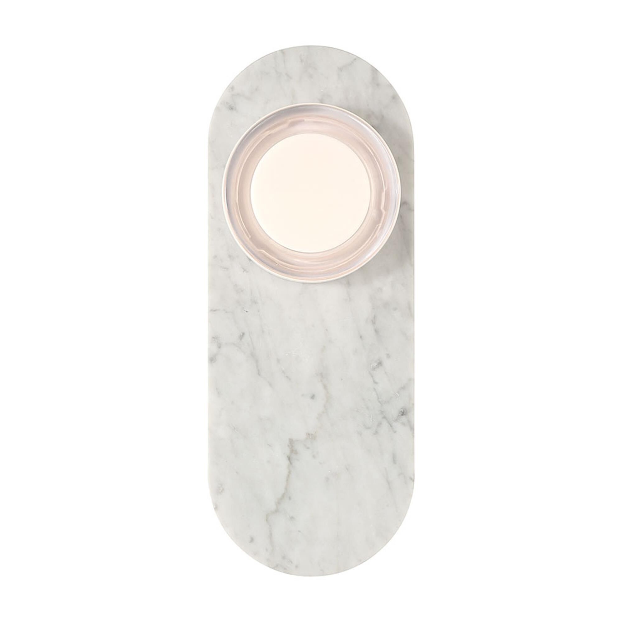 Shown in Marble White finish and Clear Smooth glass