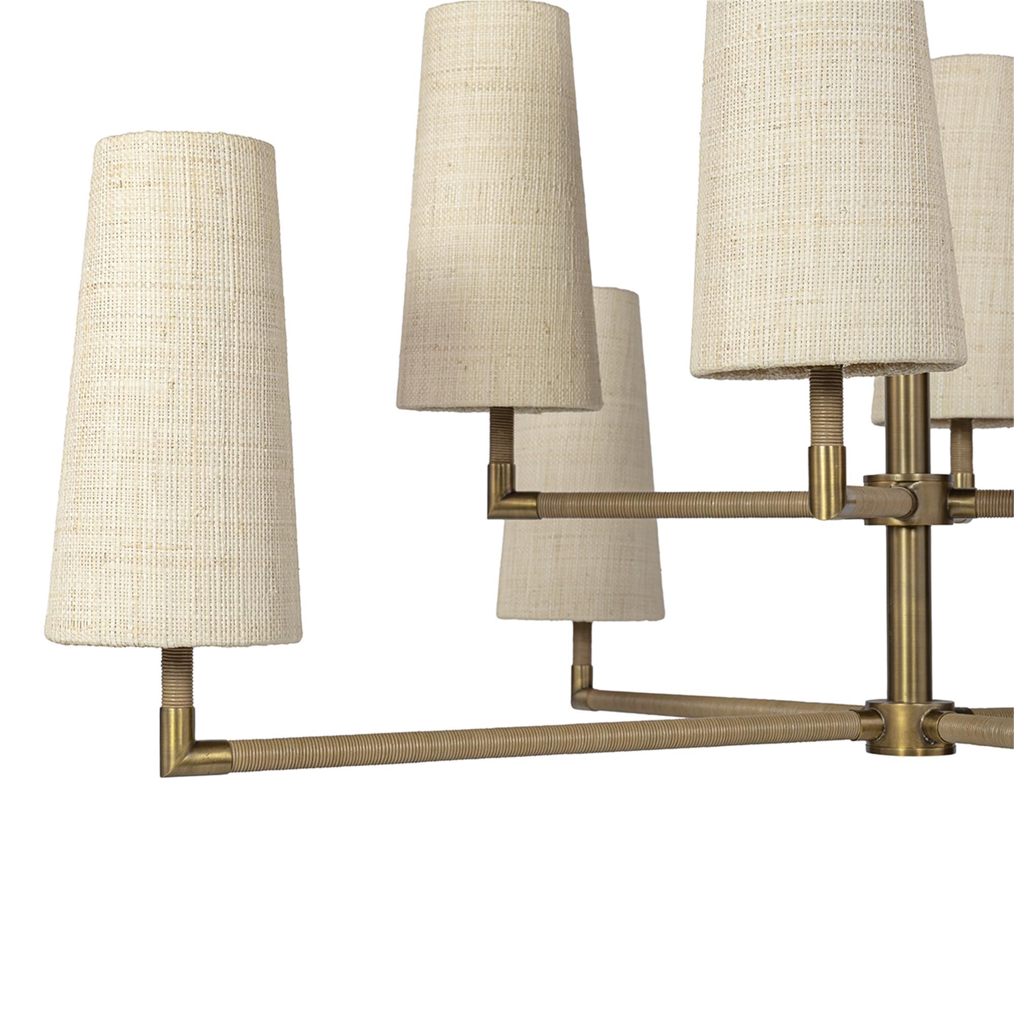 Shown in Brass finish and Raffia  shade