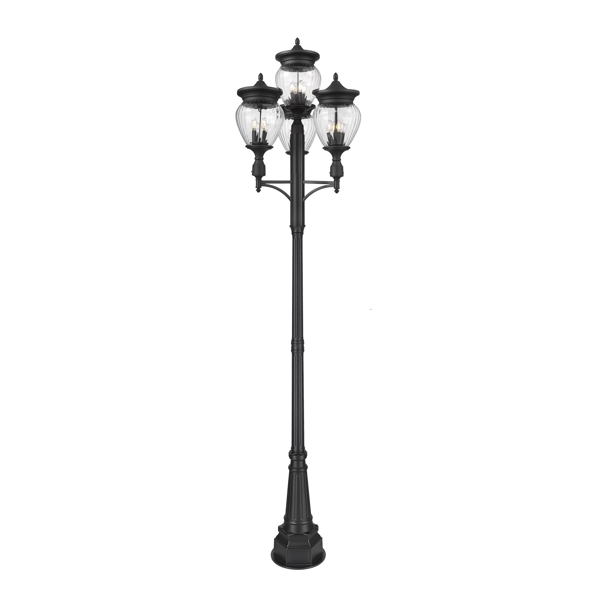 Shown in Black finish and Clear Ribbed glass and Clear Ribbed shade
