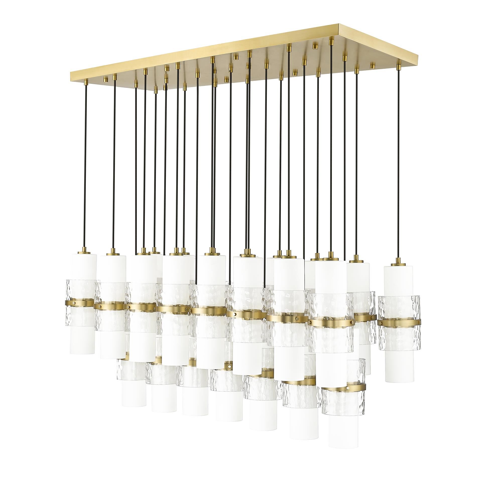 Shown in Modern Gold finish and Clear and Etched Opal glass