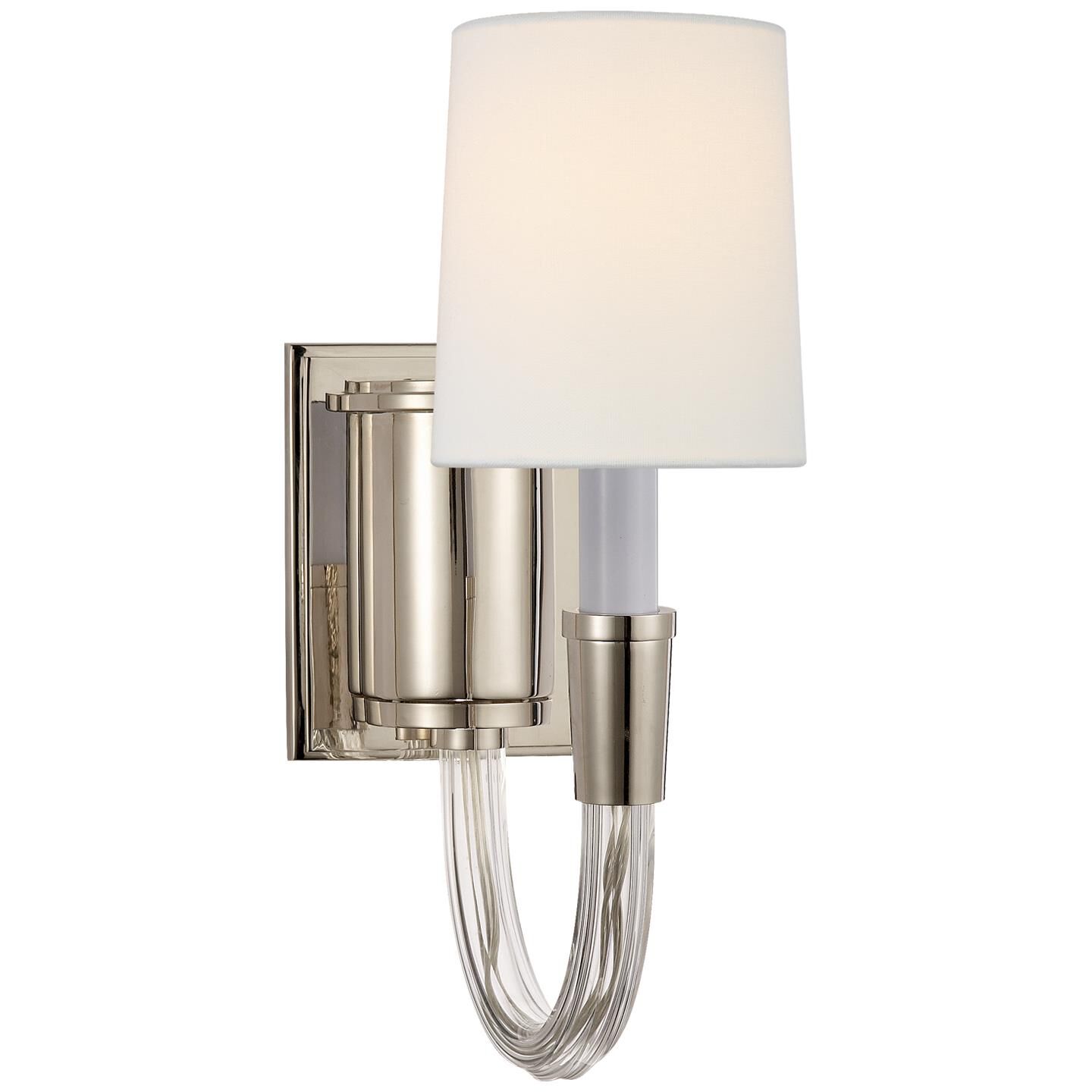 Shown in Polished Nickel finish and Linen shade