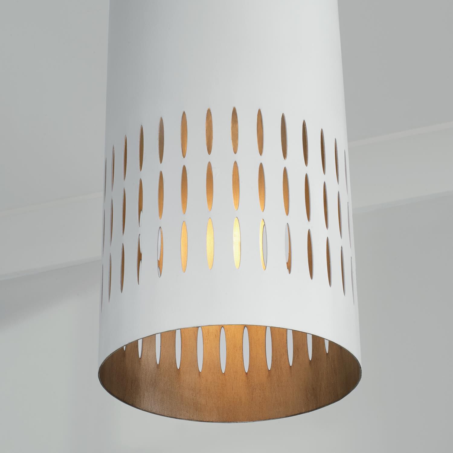 Shown in Aged Brass and White finish and White Metal  with Painted Aged Brass Interior shade