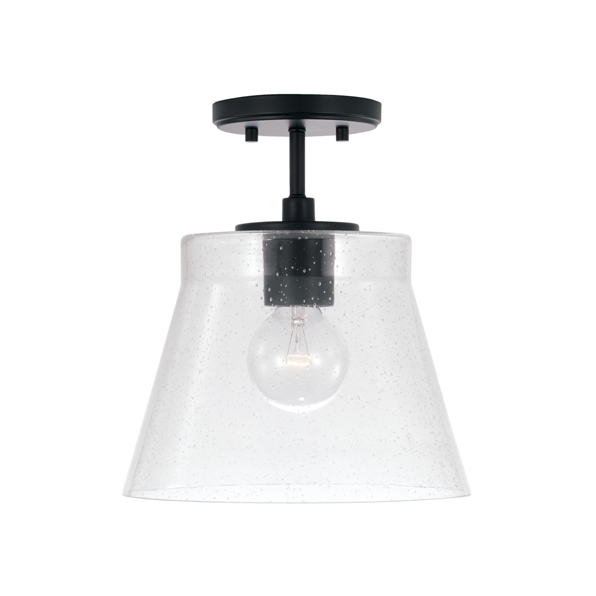 Shown in Matte Black finish and Clear Seeded glass