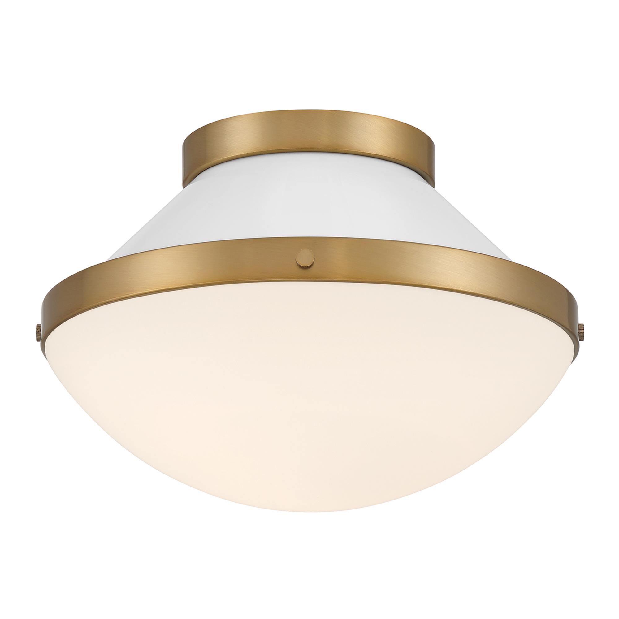 Shown in Vibrant Gold and White finish and Etched Opal glass