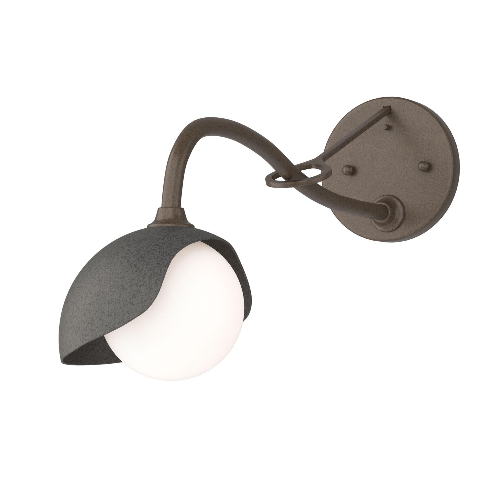 Shown in Bronze finish and Opal glass and Natural Iron (20) accent