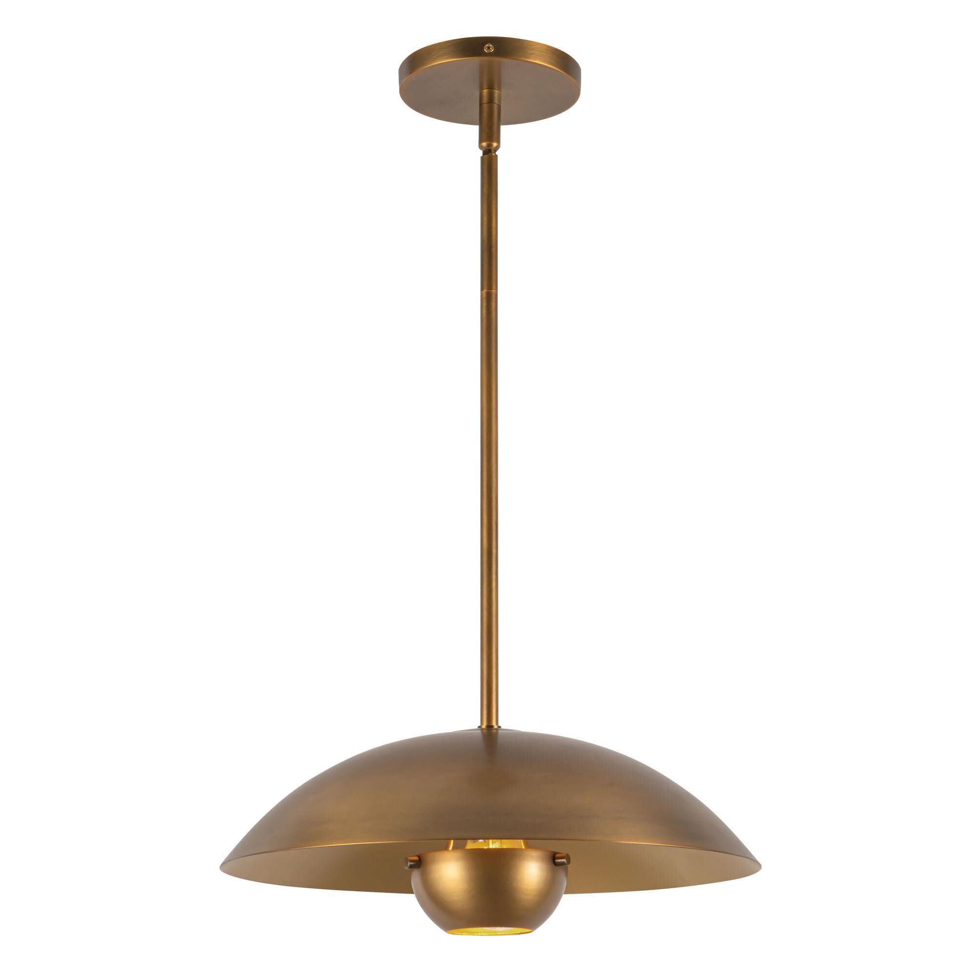 Shown in Vintage Brass finish and Steel shade