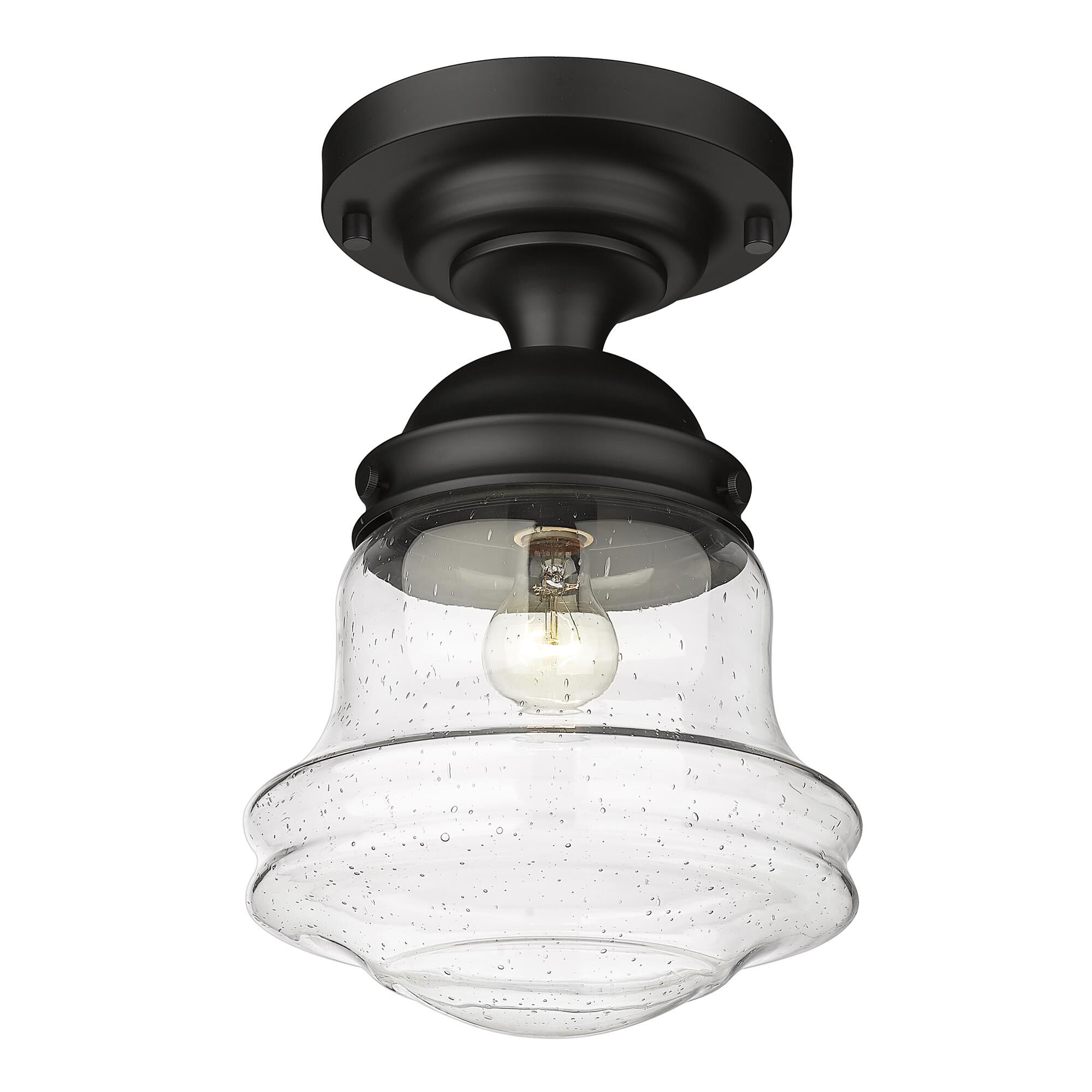 Shown in Matte Black finish and Clear Seedy glass