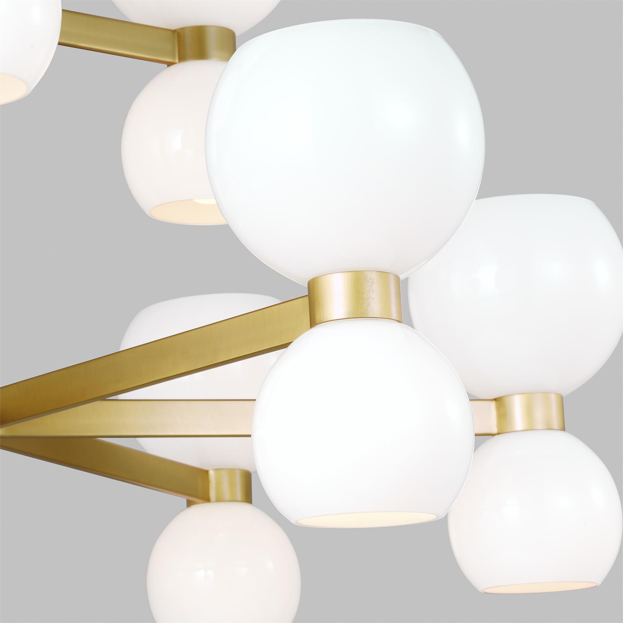 Shown in Burnished Brass finish and Milk White glass