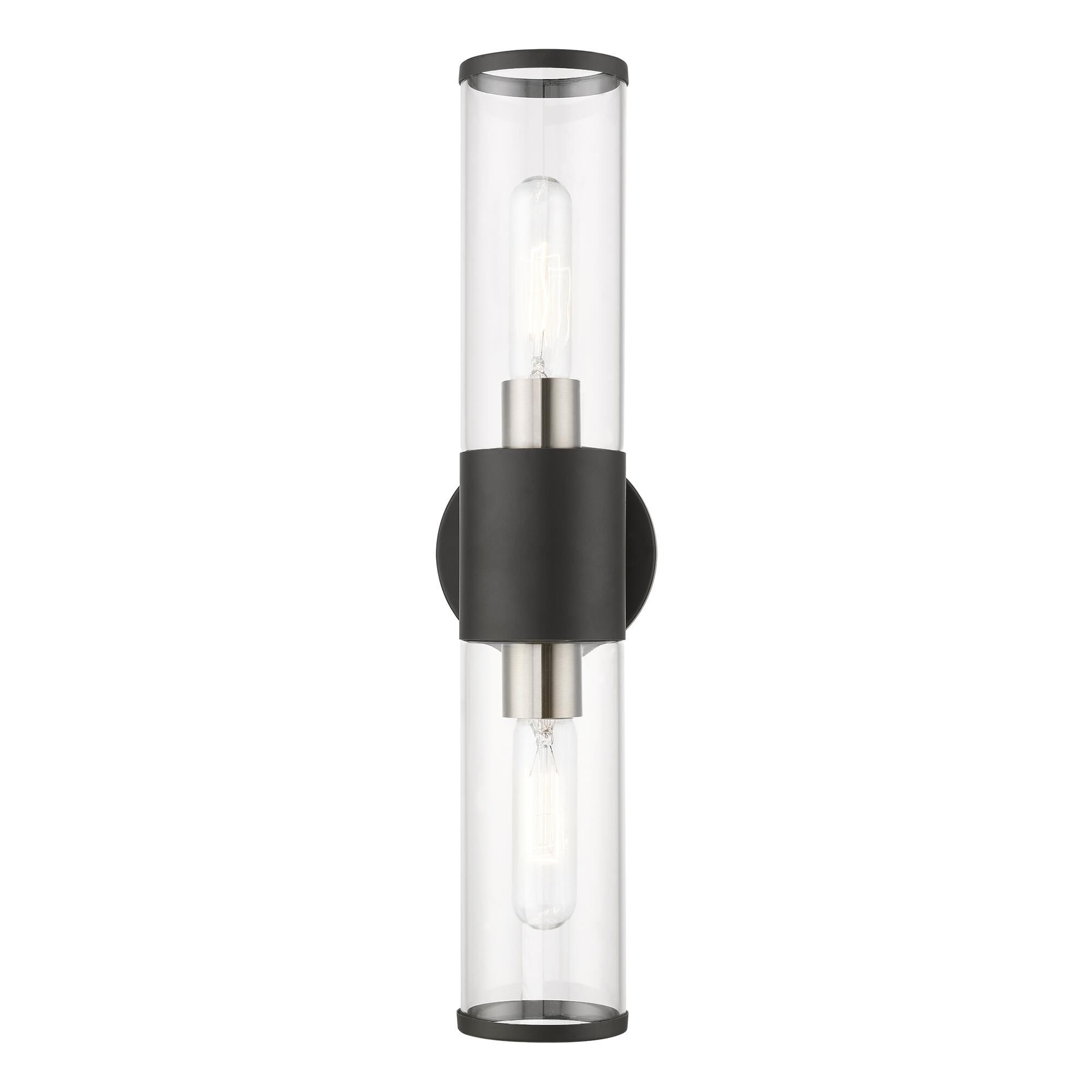 Shown in Black With Brushed Nickel Accent finish and Clear glass and Clear Glass shade