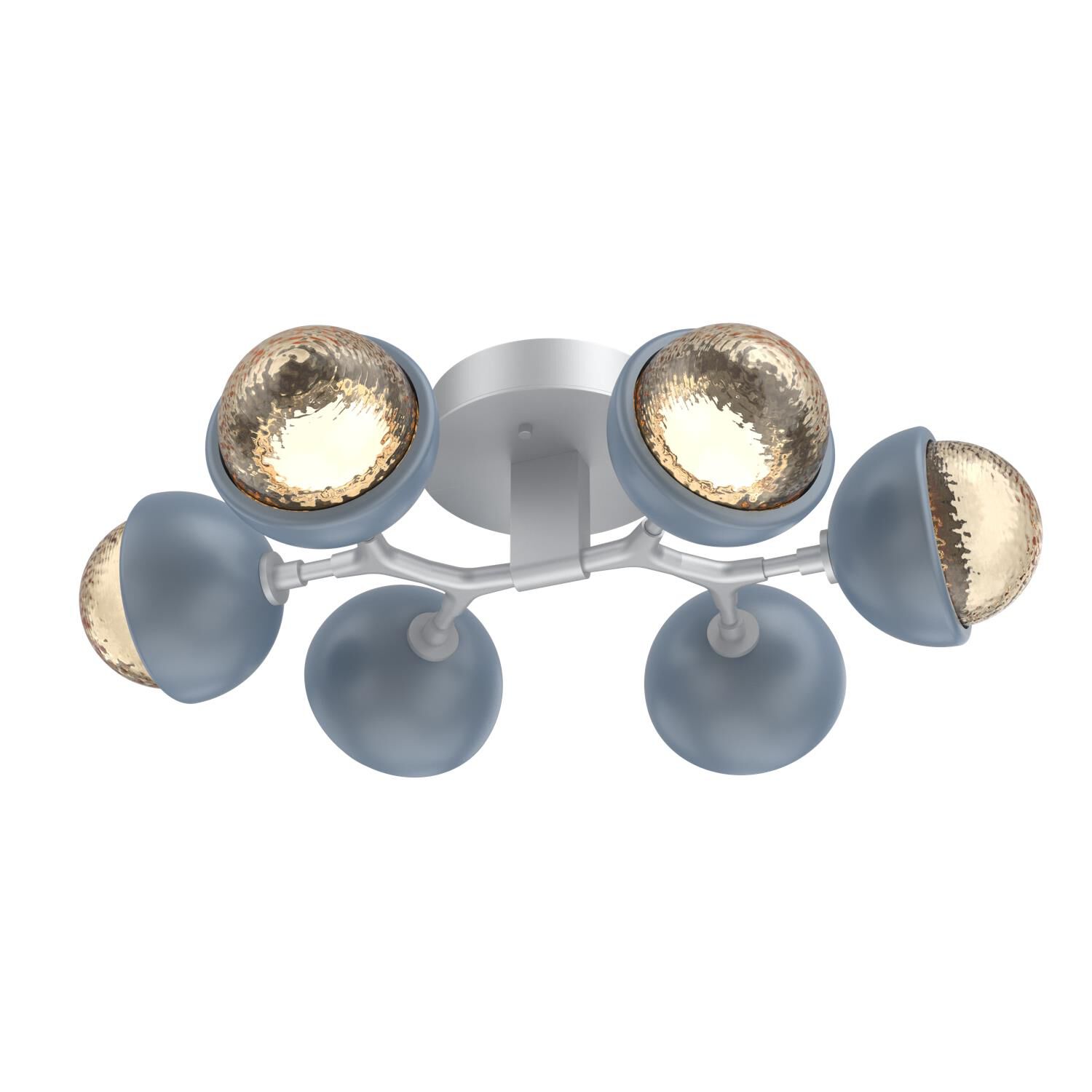 Shown in Classic Silver finish and Amber glass and Poppy Blue accent