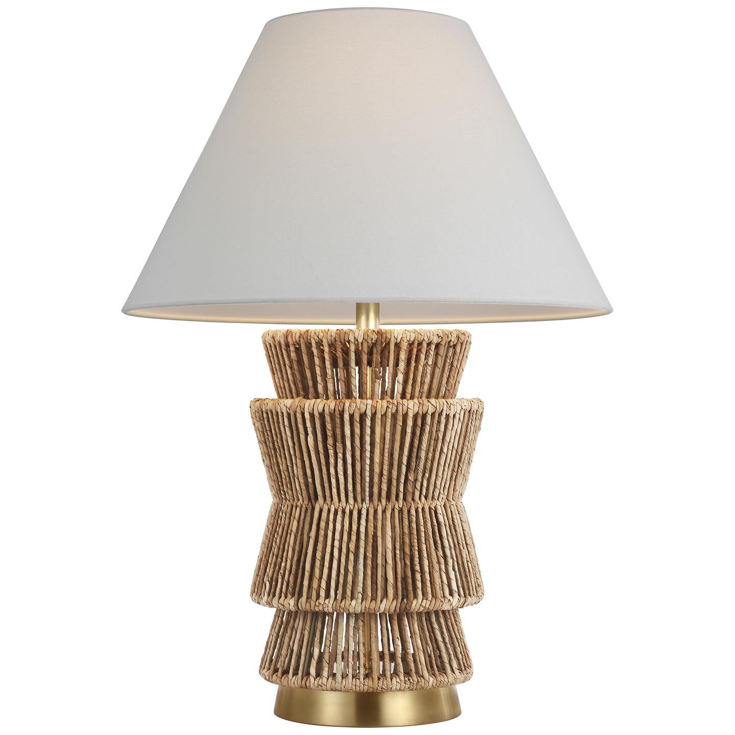 Shown in Natural Abaca and Antique-Burnished Brass finish