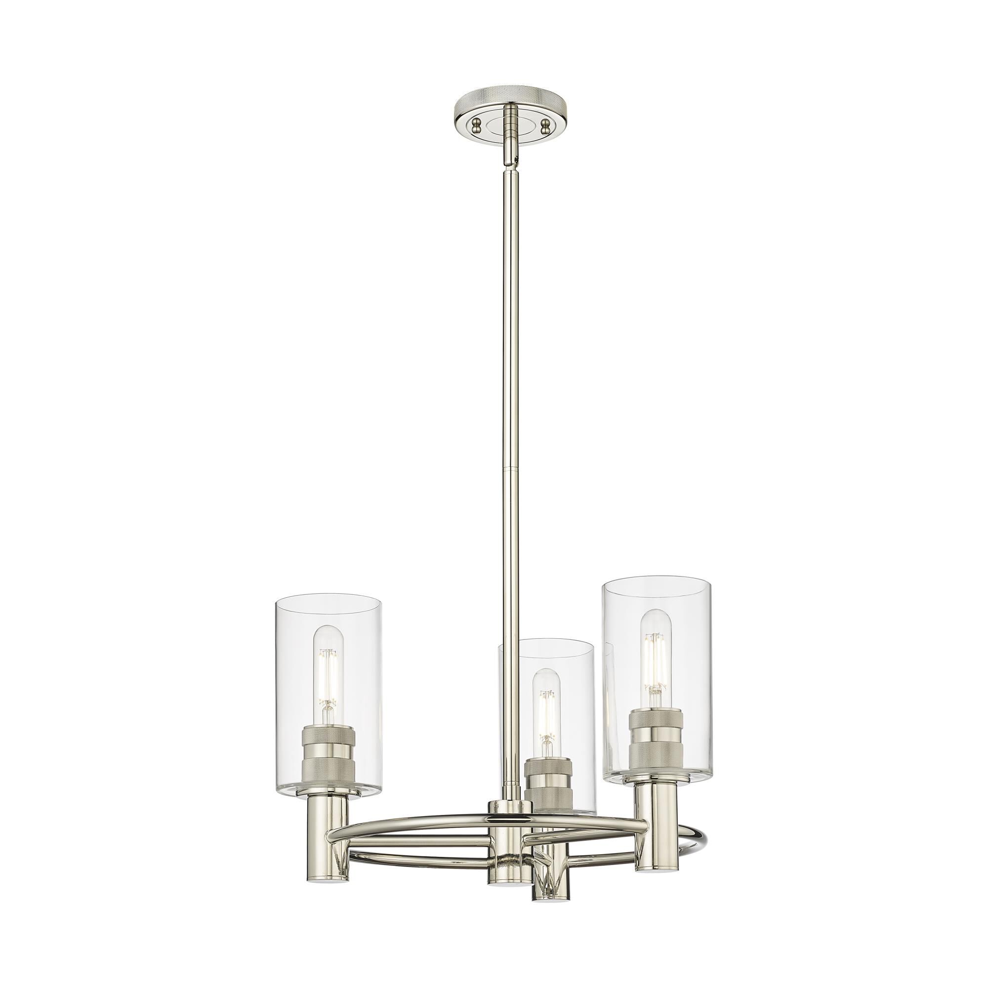 Shown in Polished Nickel finish and Clear glass and Clear Glass shade