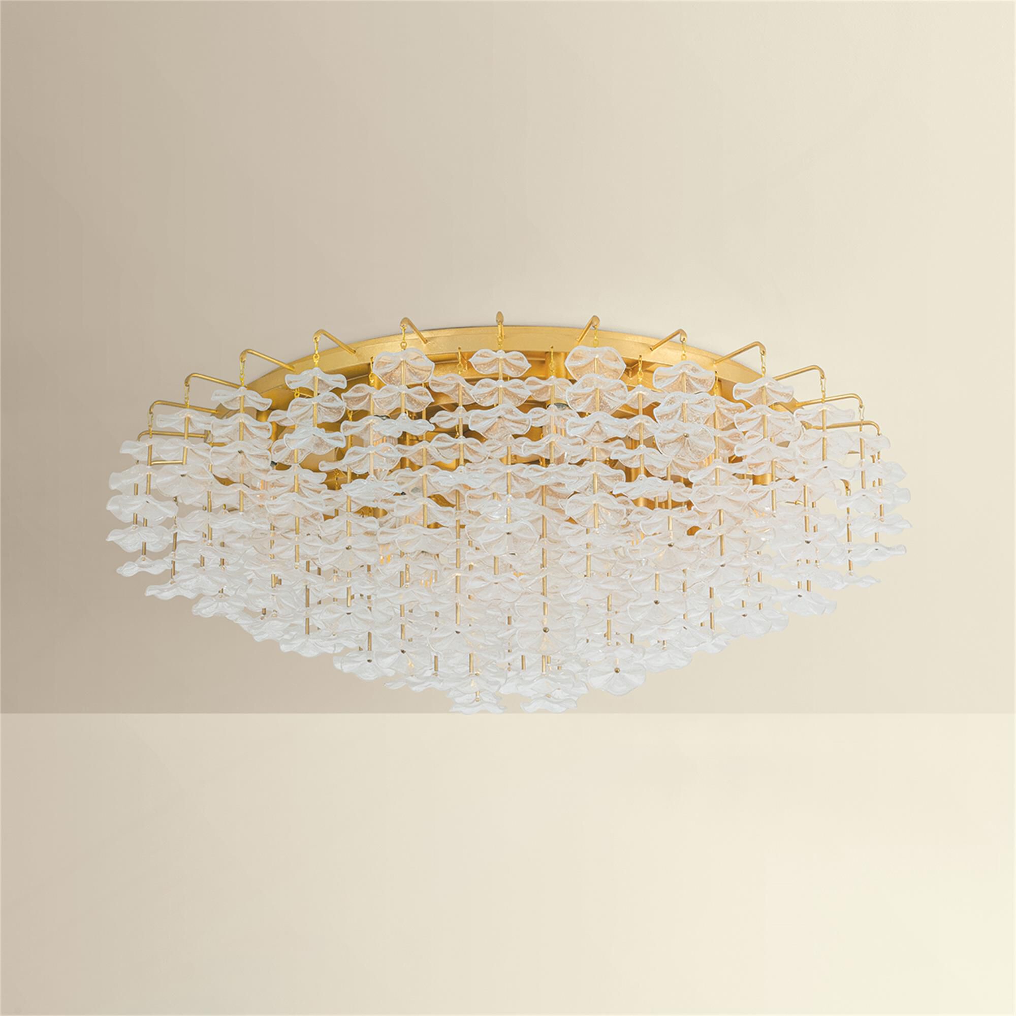 Shown in Vintage Gold Leaf finish and Piastre glass