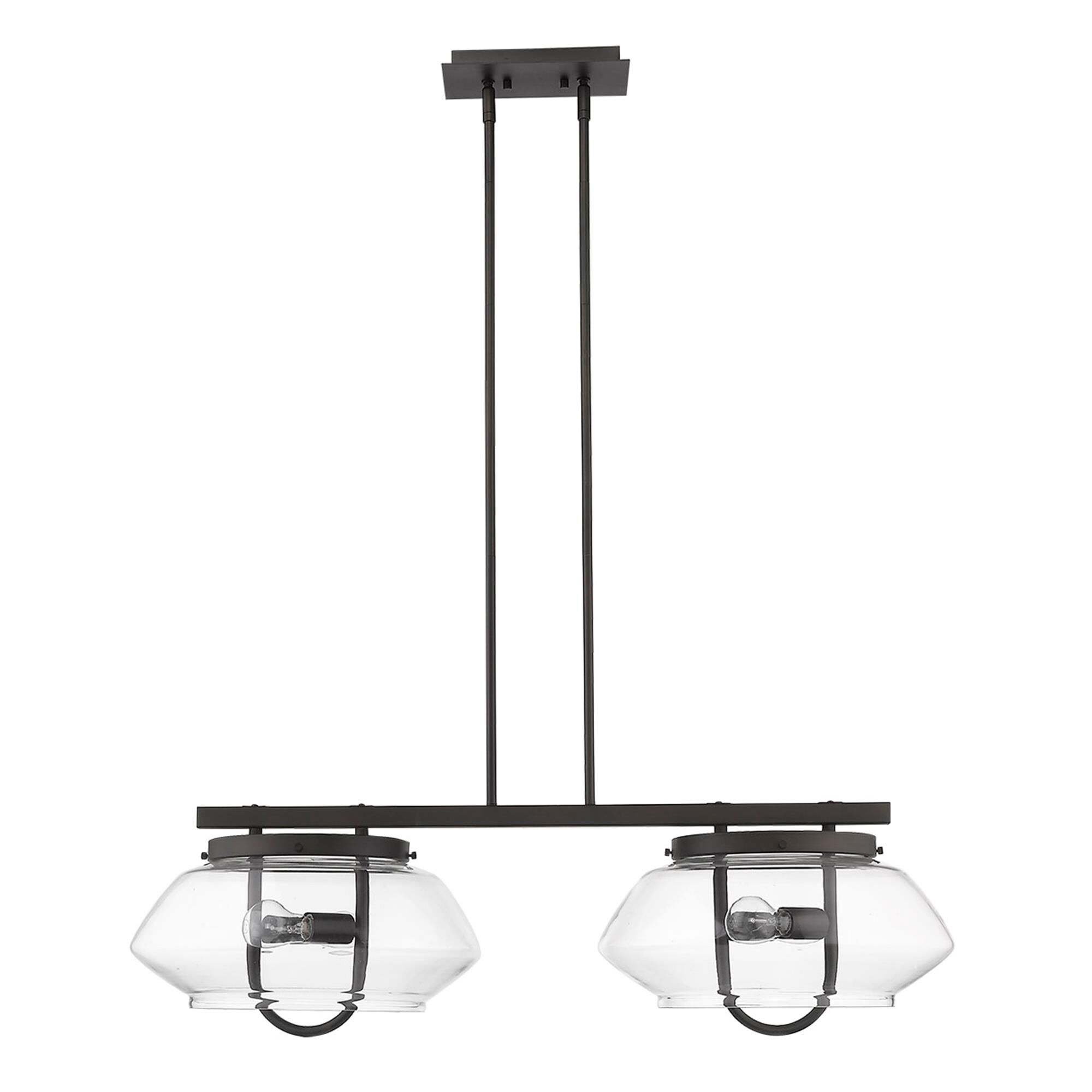 Shown in Oil-Rubbed Bronze finish and Clear glass and Clear Glass Drum shade