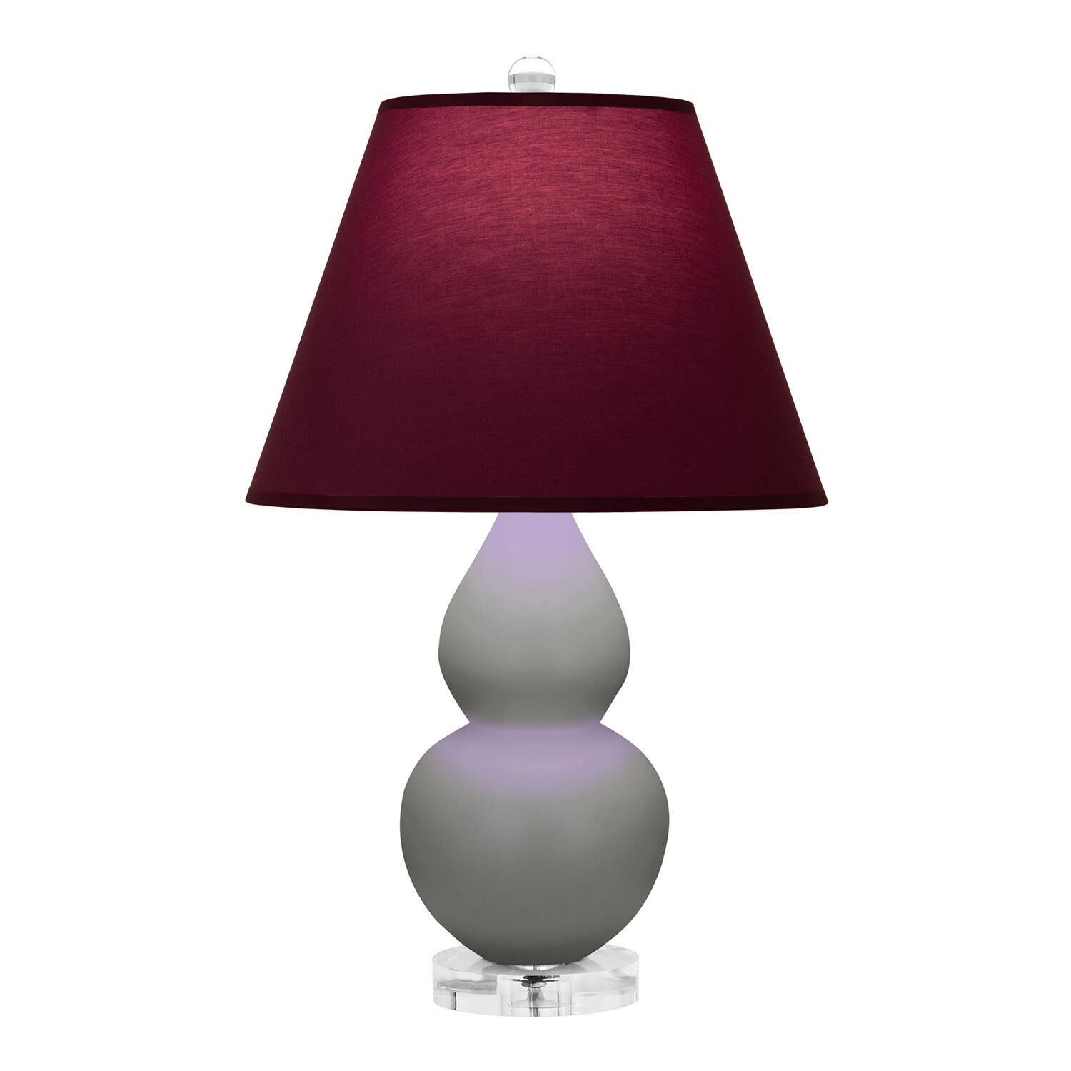 Shown in Matte Smokey Taupe finish and Plum and Lavender shade and Lucite accent